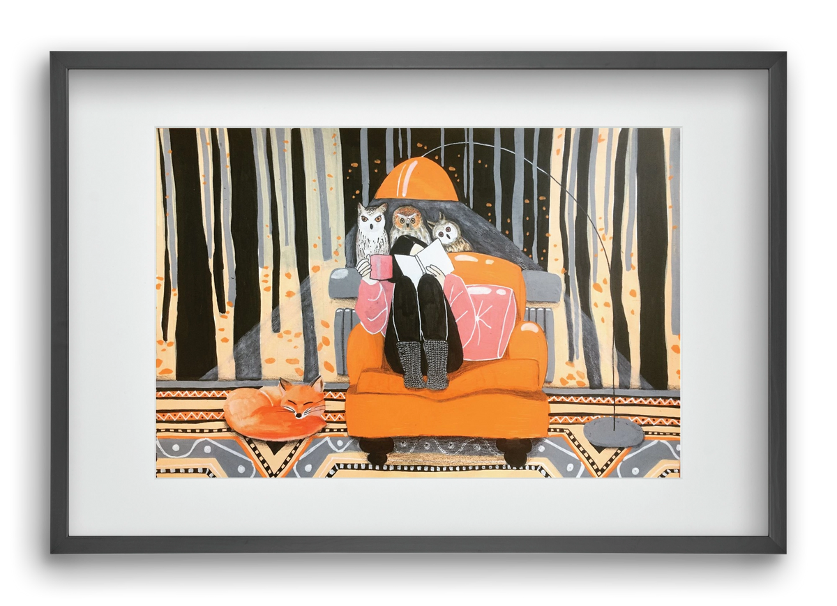 Őszi álmodozás, 60x40 cm (45x30 cm), Fekete keret, paszpartuval