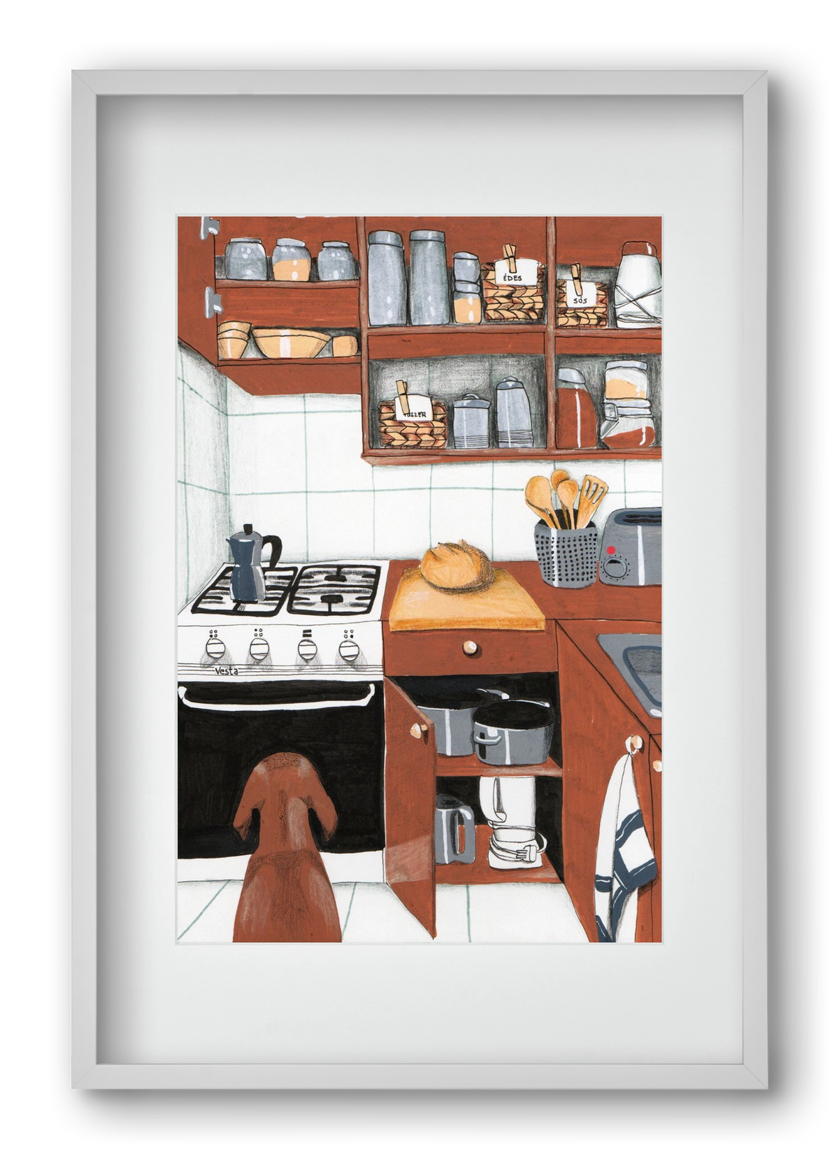 Várakozás, 40x60 cm (30x45 cm), Fehér keret, paszpartuval