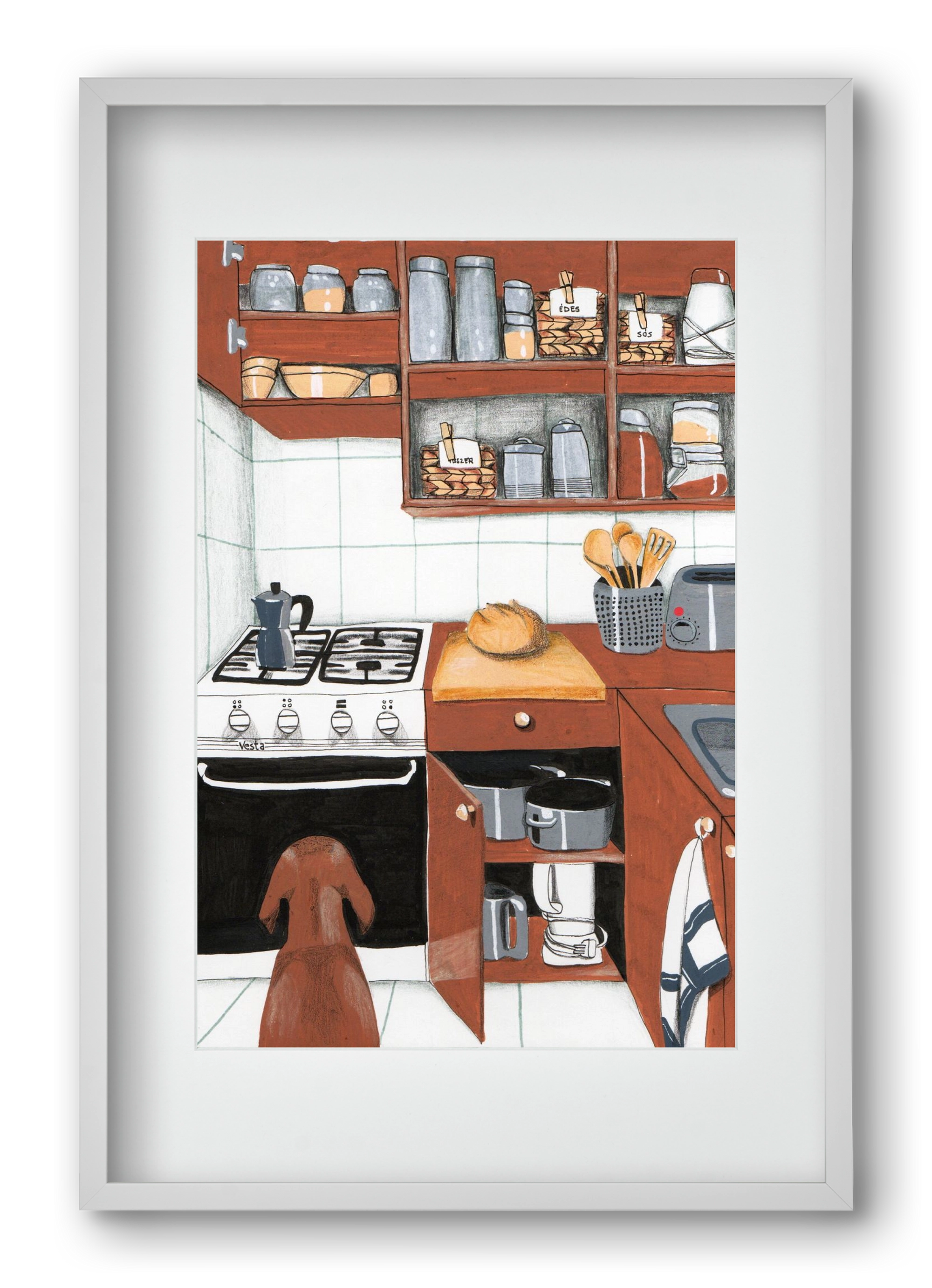 Várakozás, 40x60 cm (30x45 cm), Fehér keret, paszpartuval