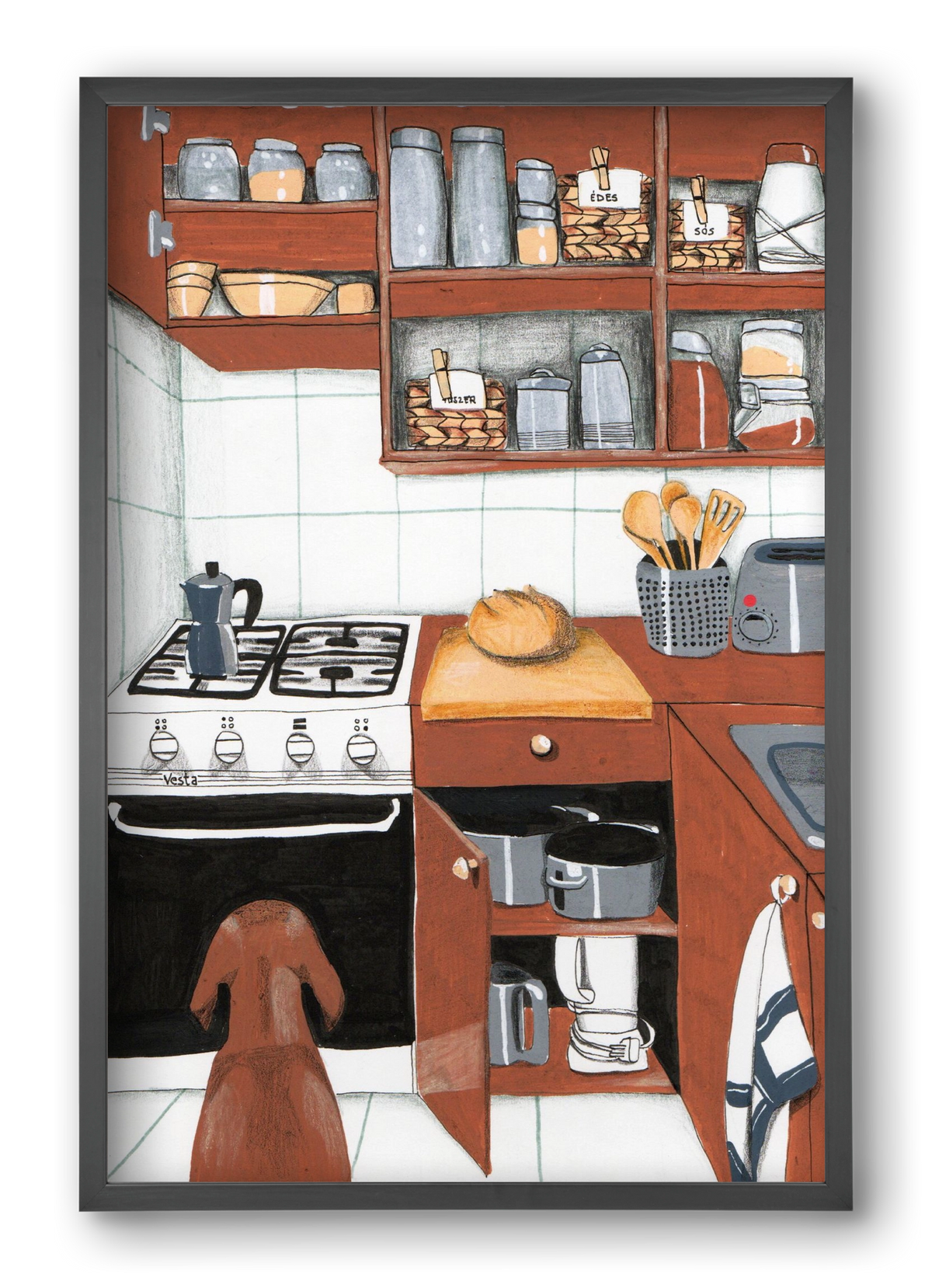 Várakozás, 40x60 cm (40x60 cm), Fekete keret