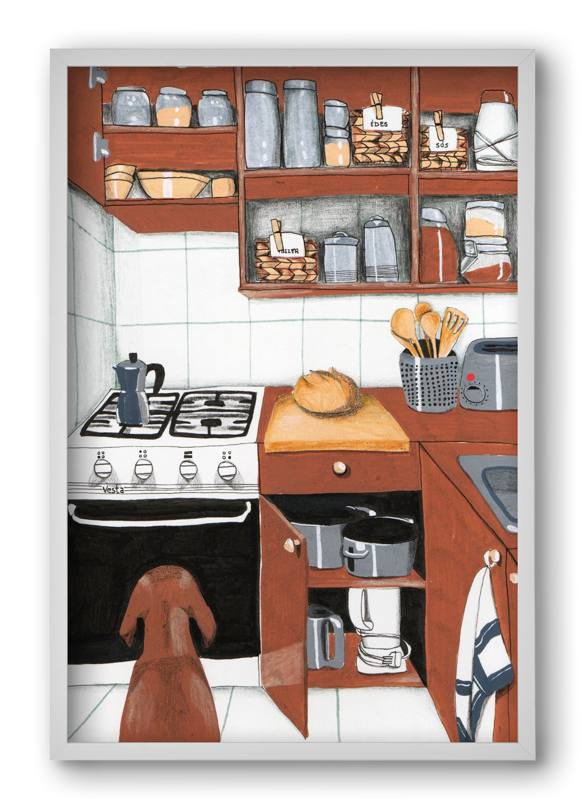 Várakozás, 40x60 cm (40x60 cm), Fehér keret