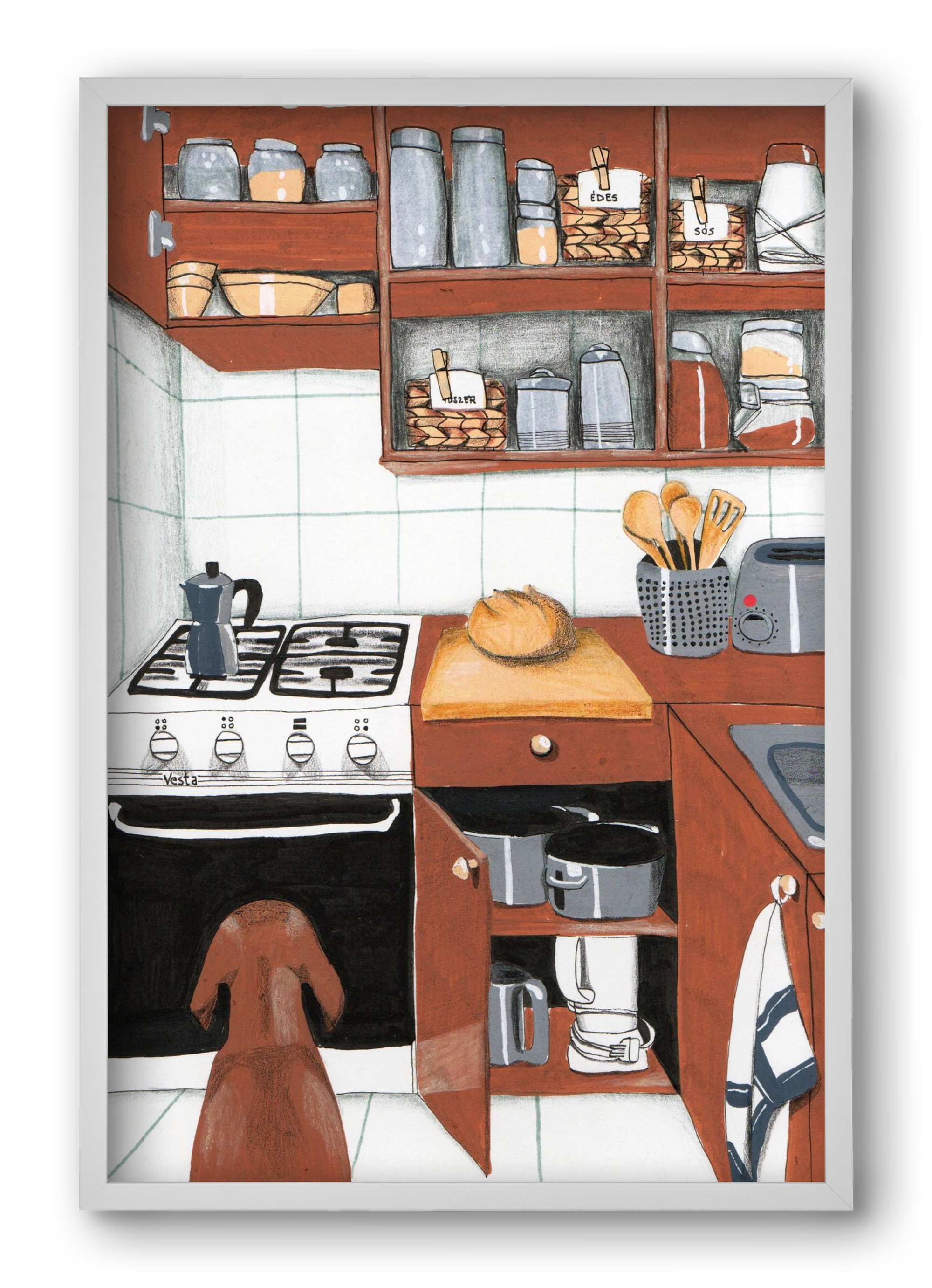 Várakozás, 40x60 cm (40x60 cm), Fehér keret