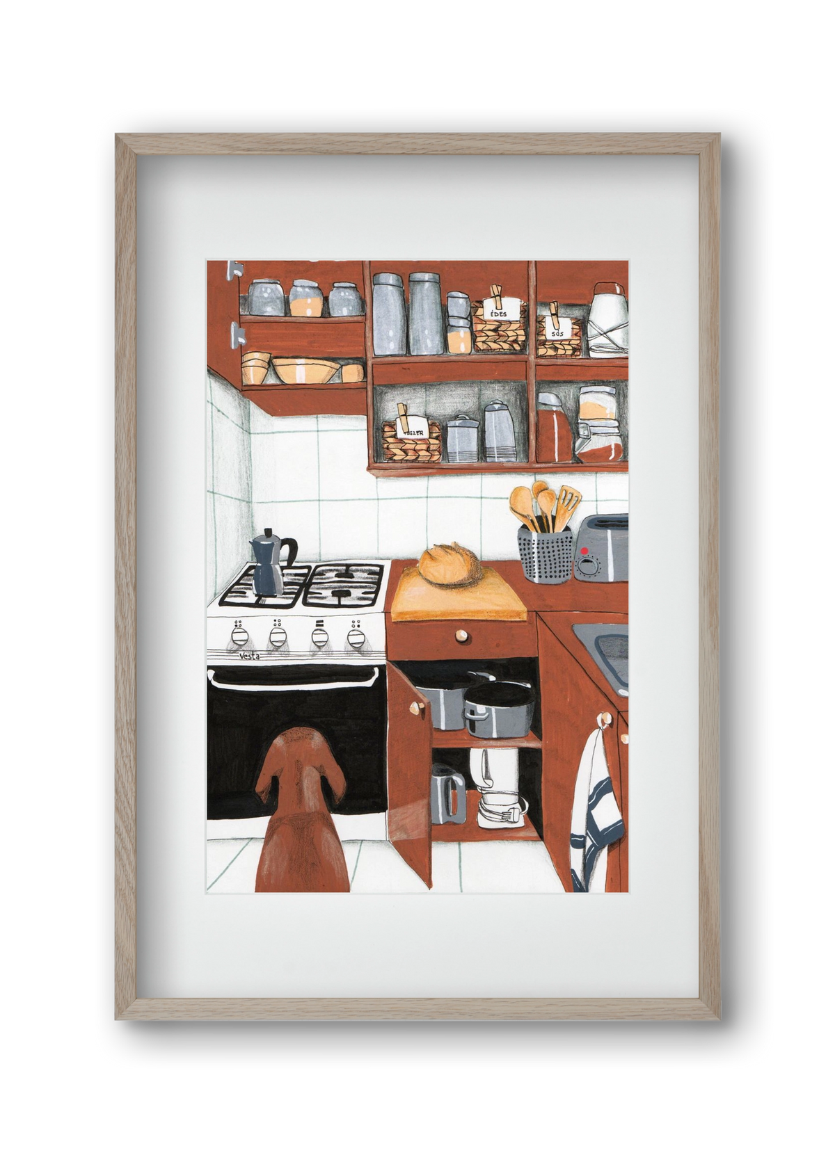 Várakozás, 30x45 cm (20x30 cm), Tölgy keret, paszpartuval