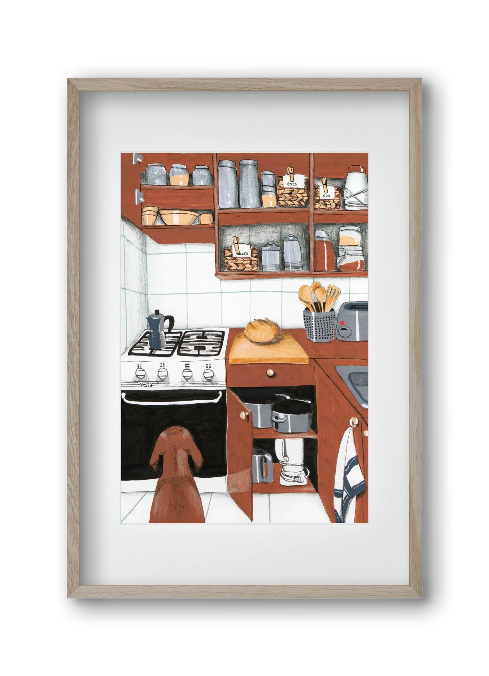 Várakozás, 30x45 cm (20x30 cm), Tölgy keret, paszpartuval