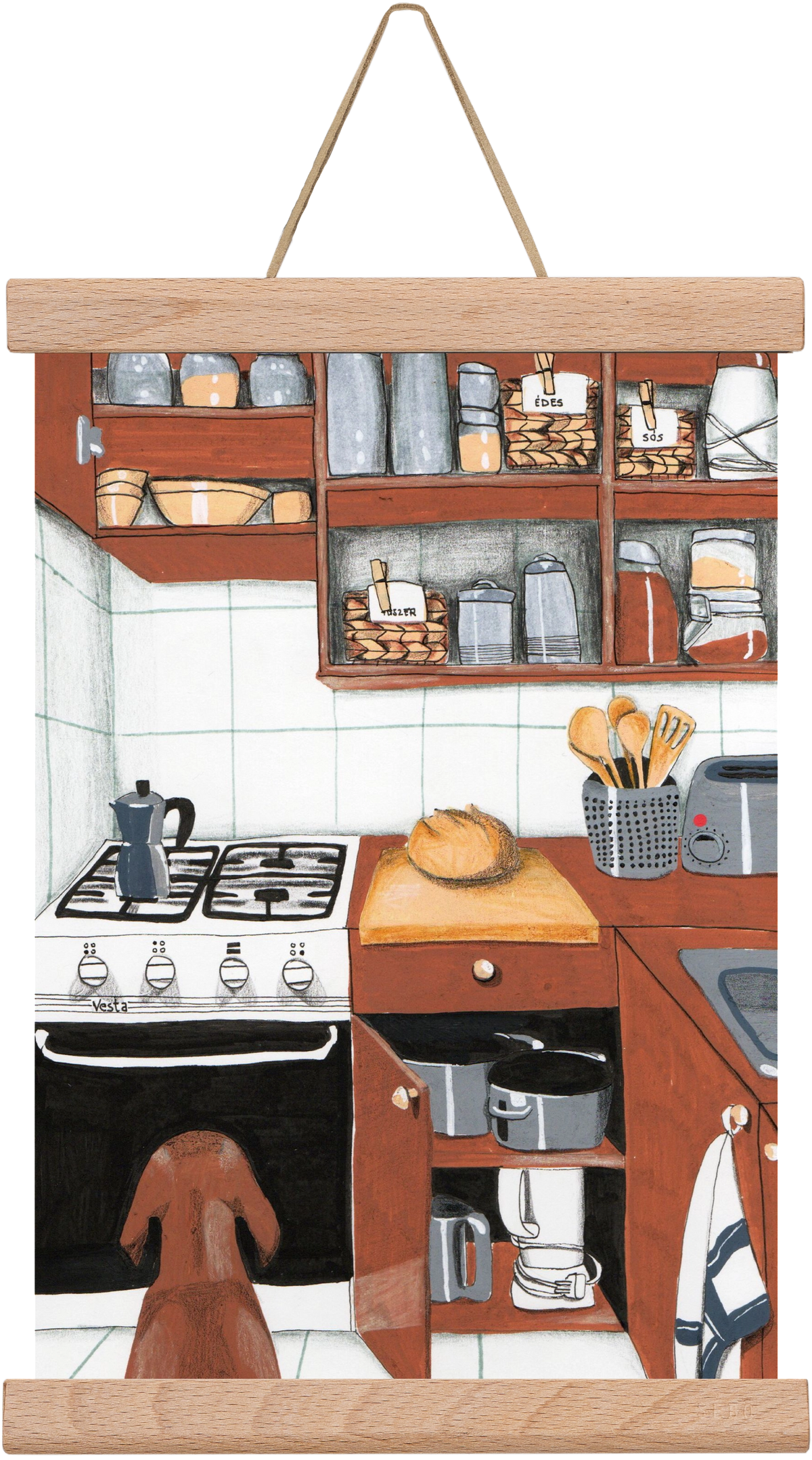 Várakozás, 20x30 cm (20x30 cm), Tölgy akasztó