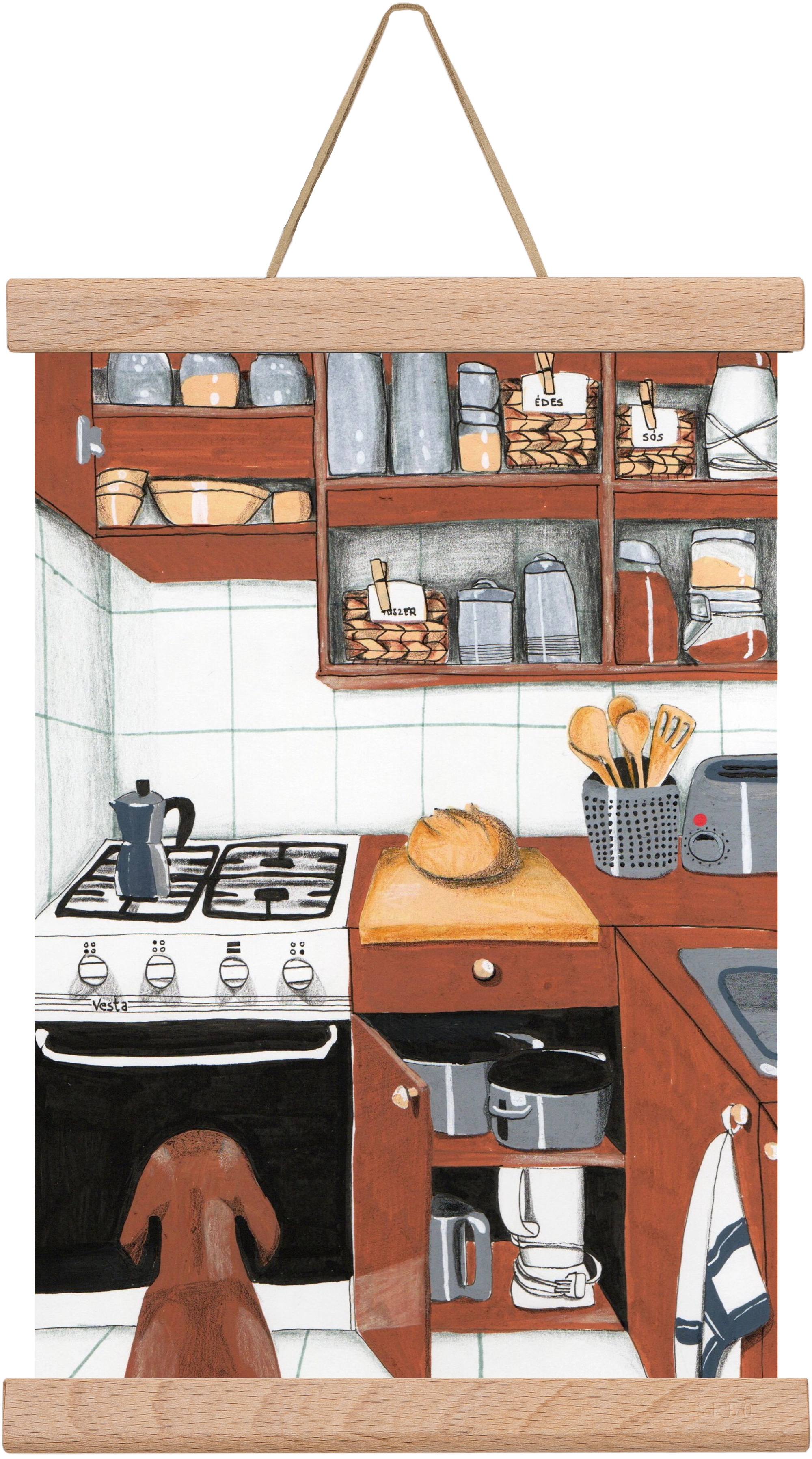 Várakozás, 20x30 cm (20x30 cm), Tölgy akasztó