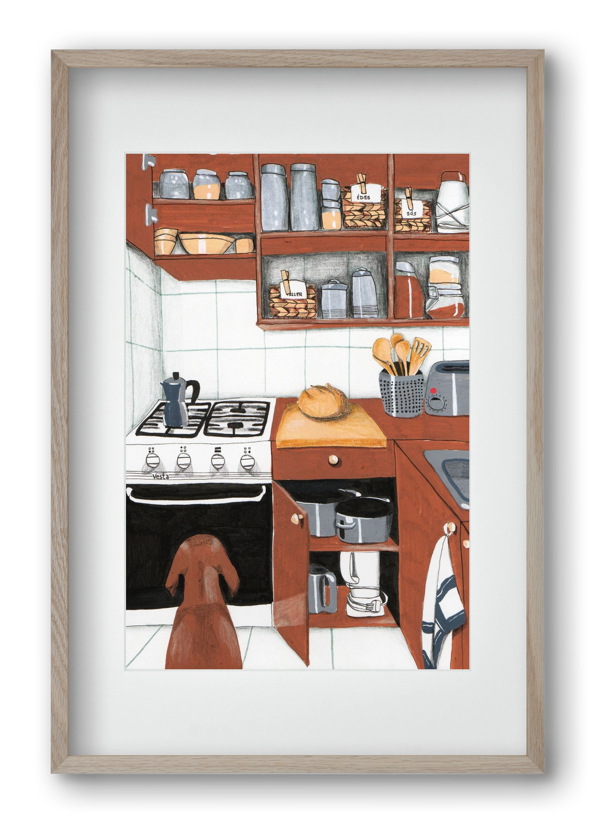 Várakozás, 40x60 cm (30x45 cm), Tölgy keret, paszpartuval