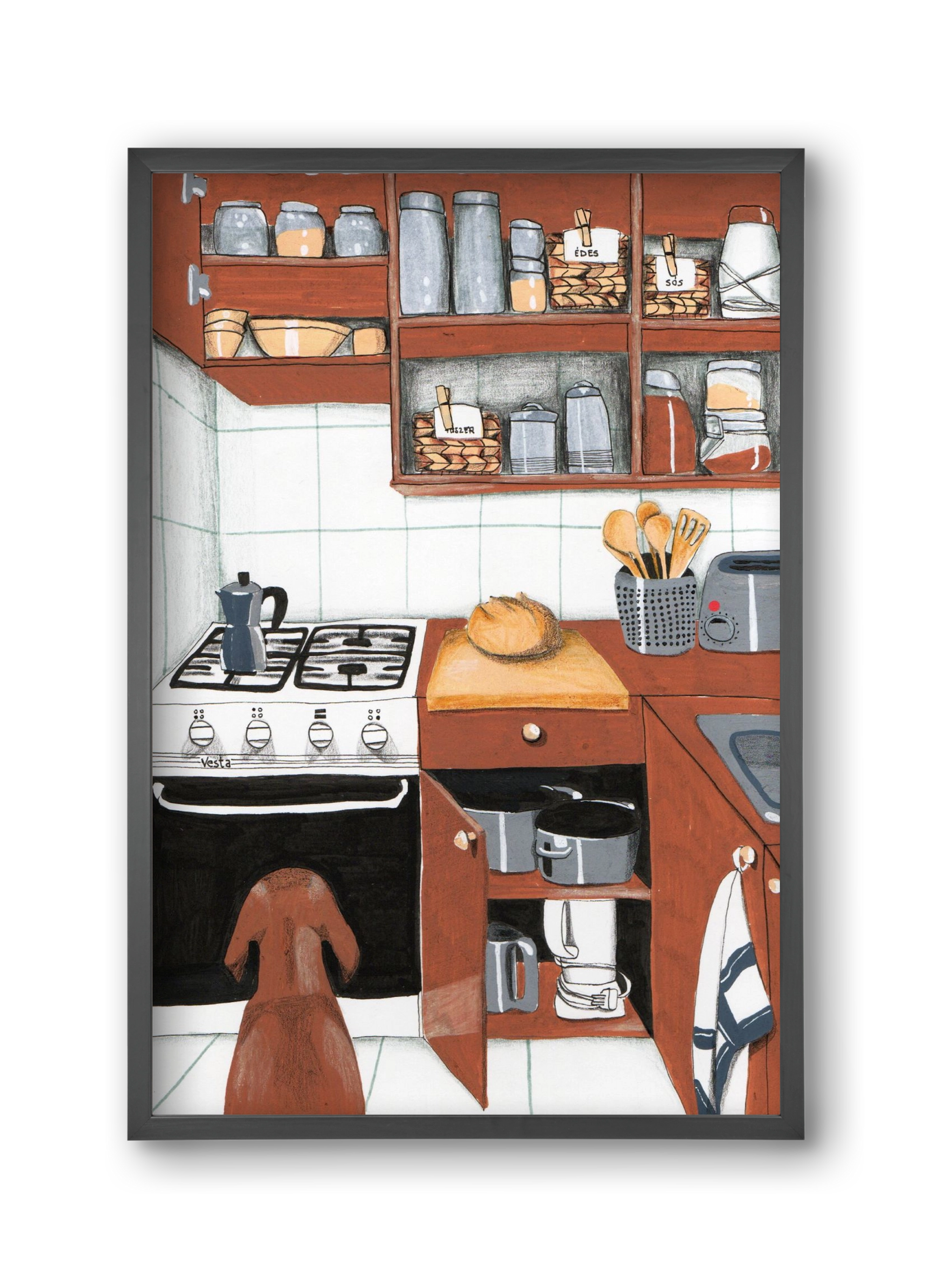 Várakozás, 30x45 cm (30x45 cm), Fekete keret