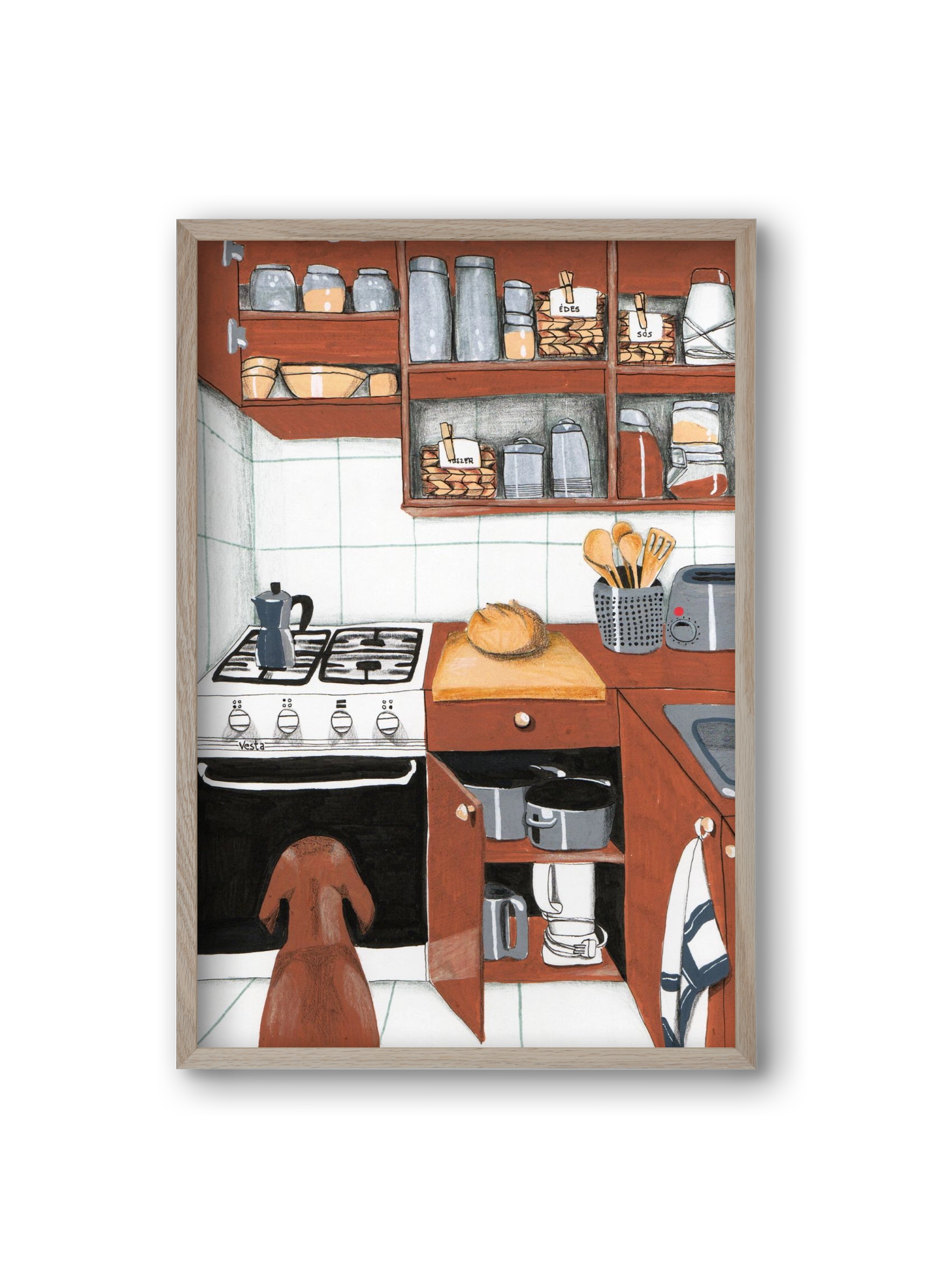 Várakozás, 20x30 cm (20x30 cm), Tölgy keret