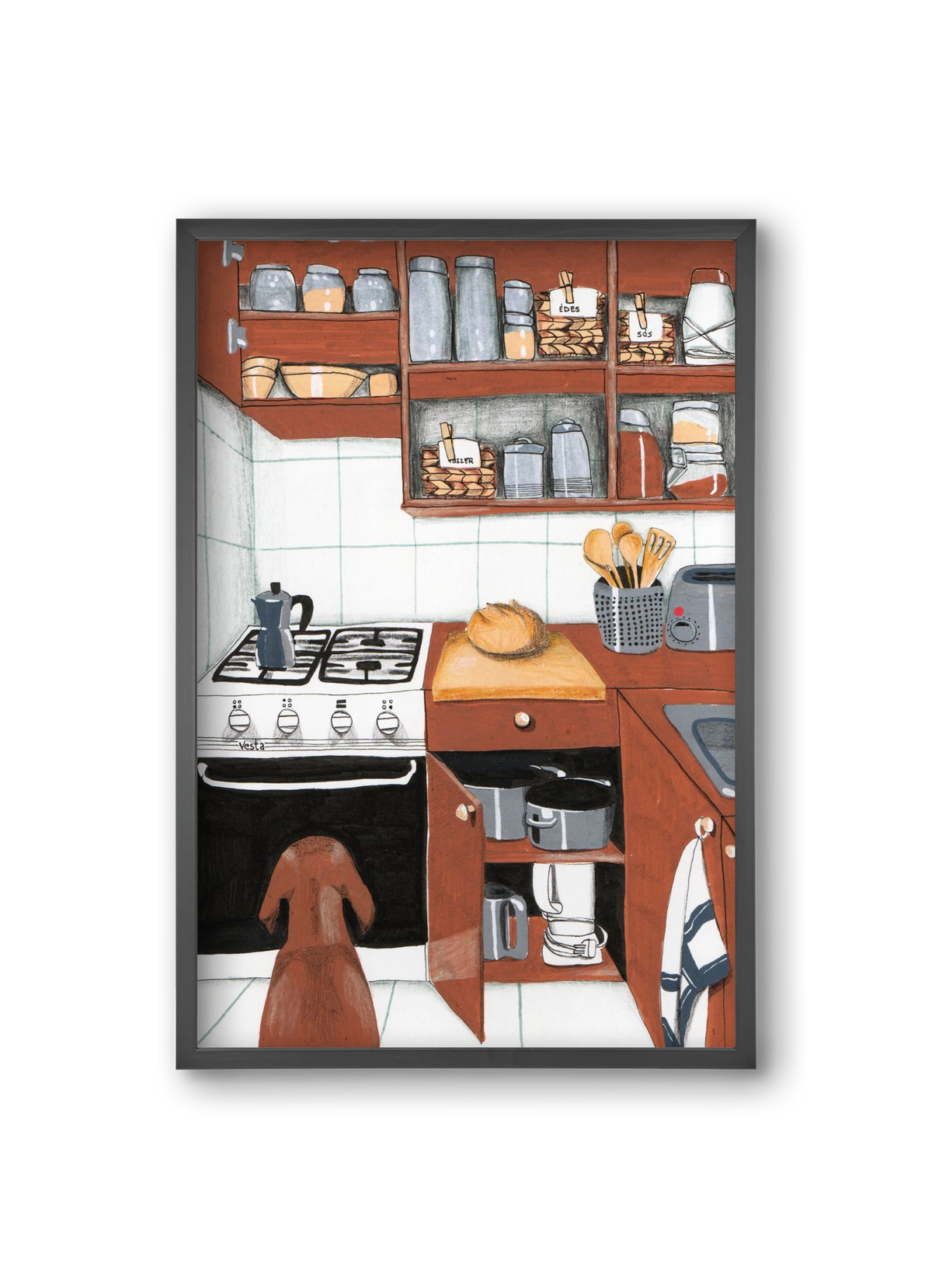 Várakozás, 20x30 cm (20x30 cm), Fekete keret