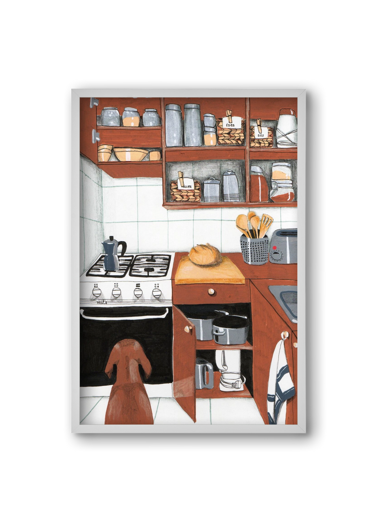 Várakozás, 20x30 cm (20x30 cm), Fehér keret