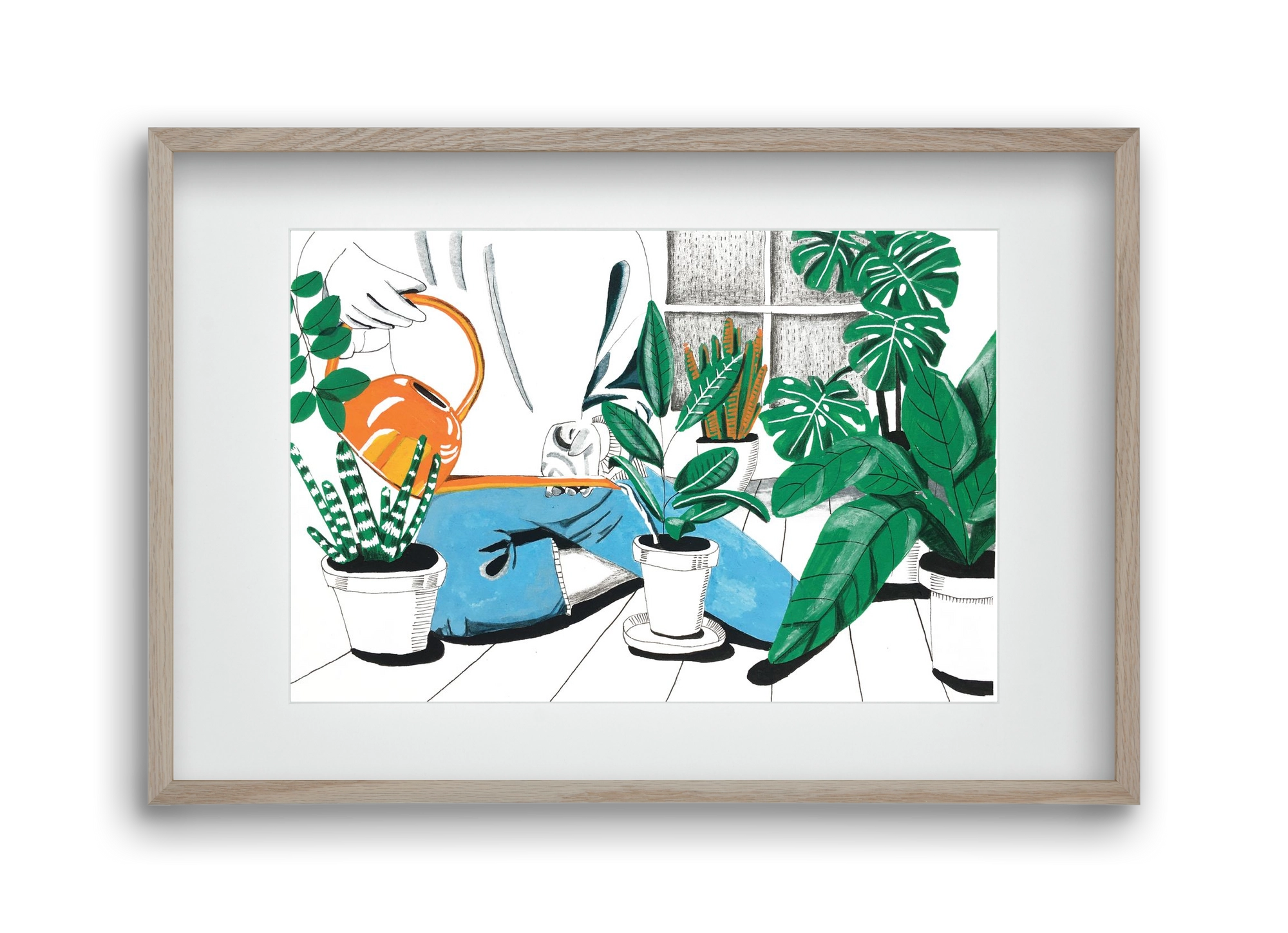 Kertészkedés, 45x30 cm (30x20 cm), Tölgy keret, paszpartuval