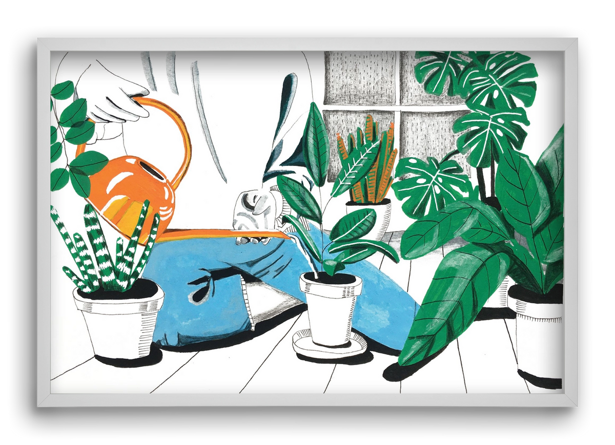 Kertészkedés, 60x40 cm (60x40 cm), Fehér keret