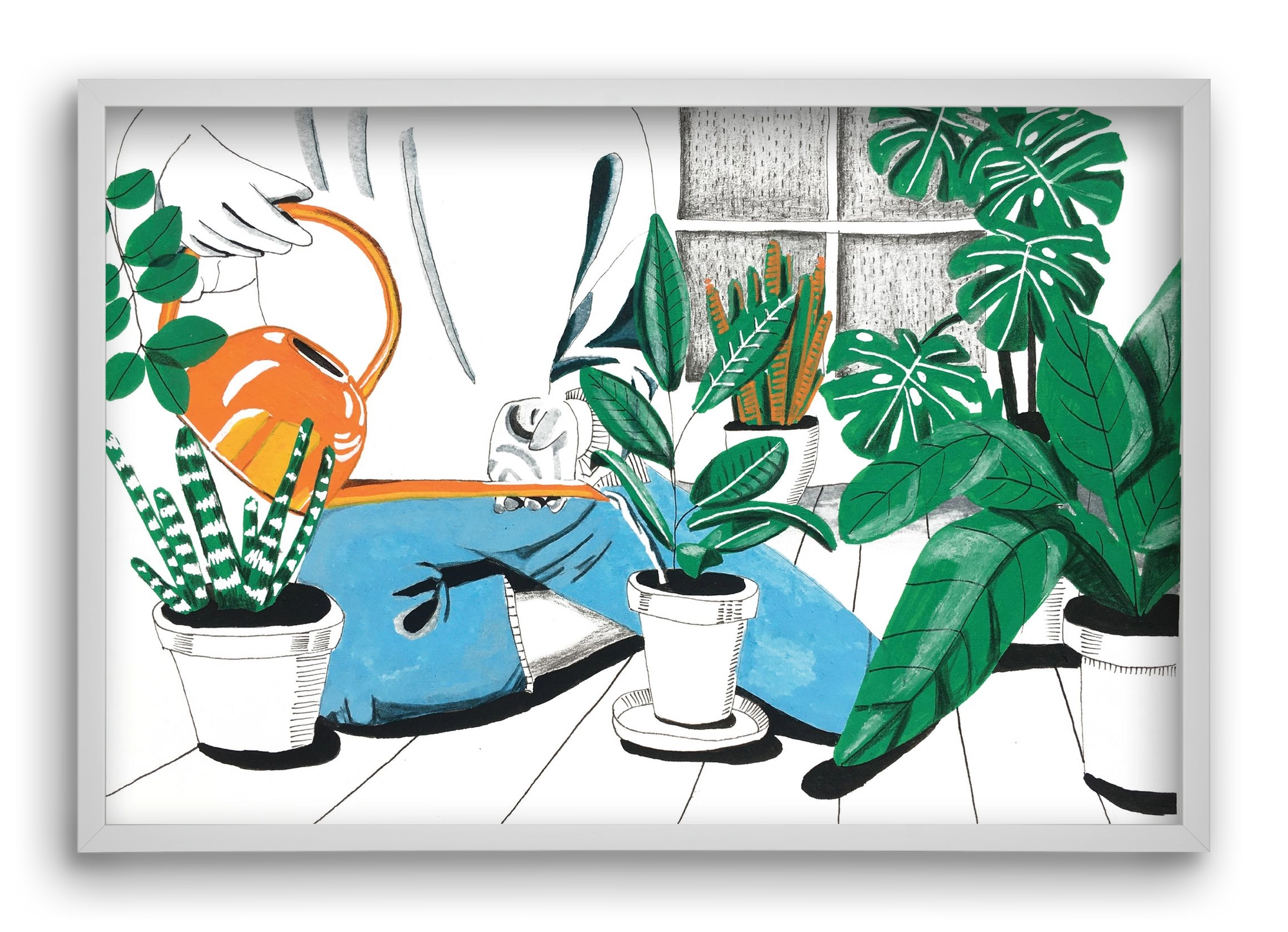 Kertészkedés, 60x40 cm (60x40 cm), Fehér keret