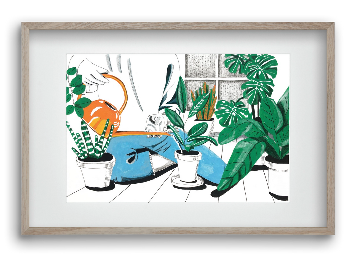 Kertészkedés, 60x40 cm (45x30 cm), Tölgy keret, paszpartuval