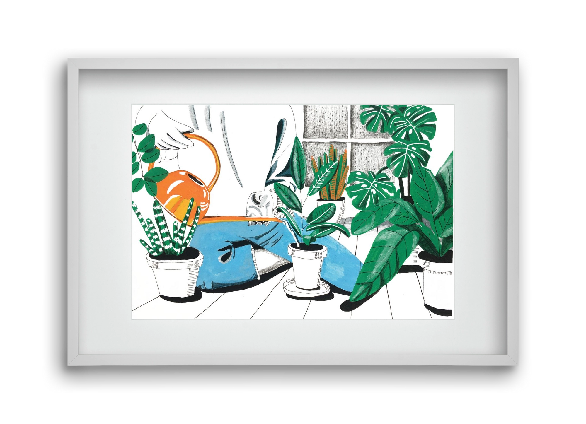 Kertészkedés, 45x30 cm (30x20 cm), Fehér keret, paszpartuval