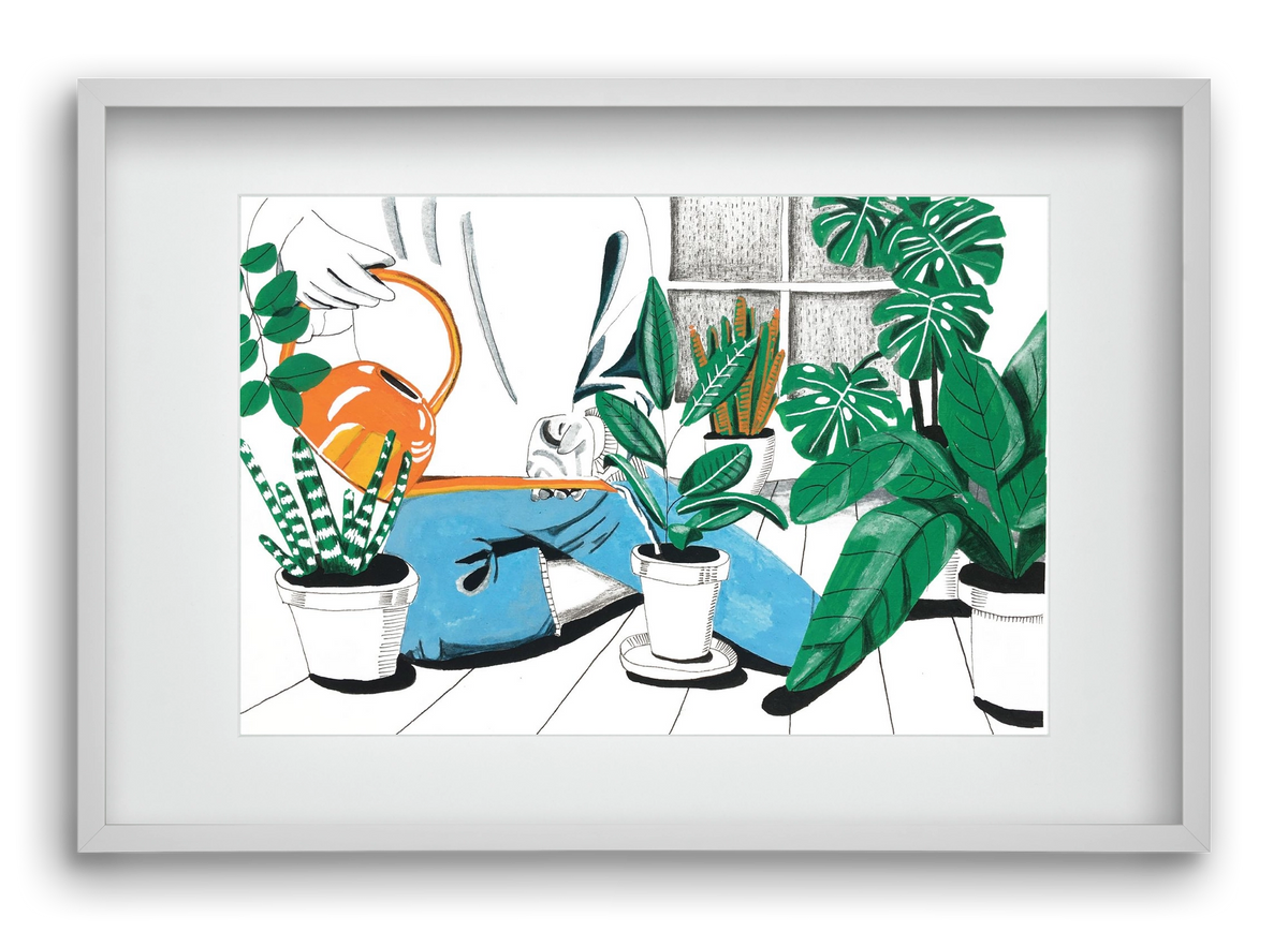 Kertészkedés, 60x40 cm (45x30 cm), Fehér keret, paszpartuval