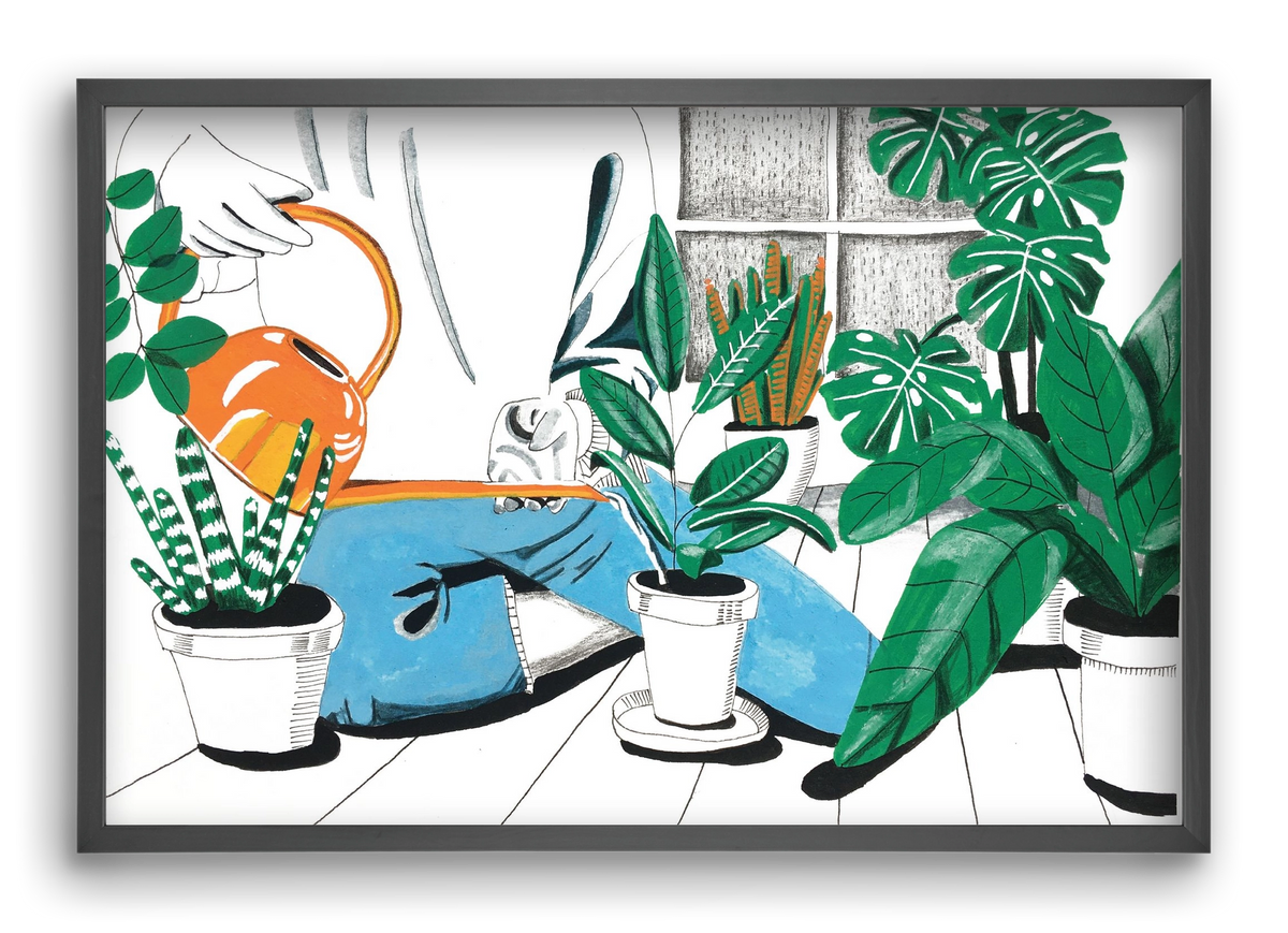 Kertészkedés, 60x40 cm (60x40 cm), Fekete keret