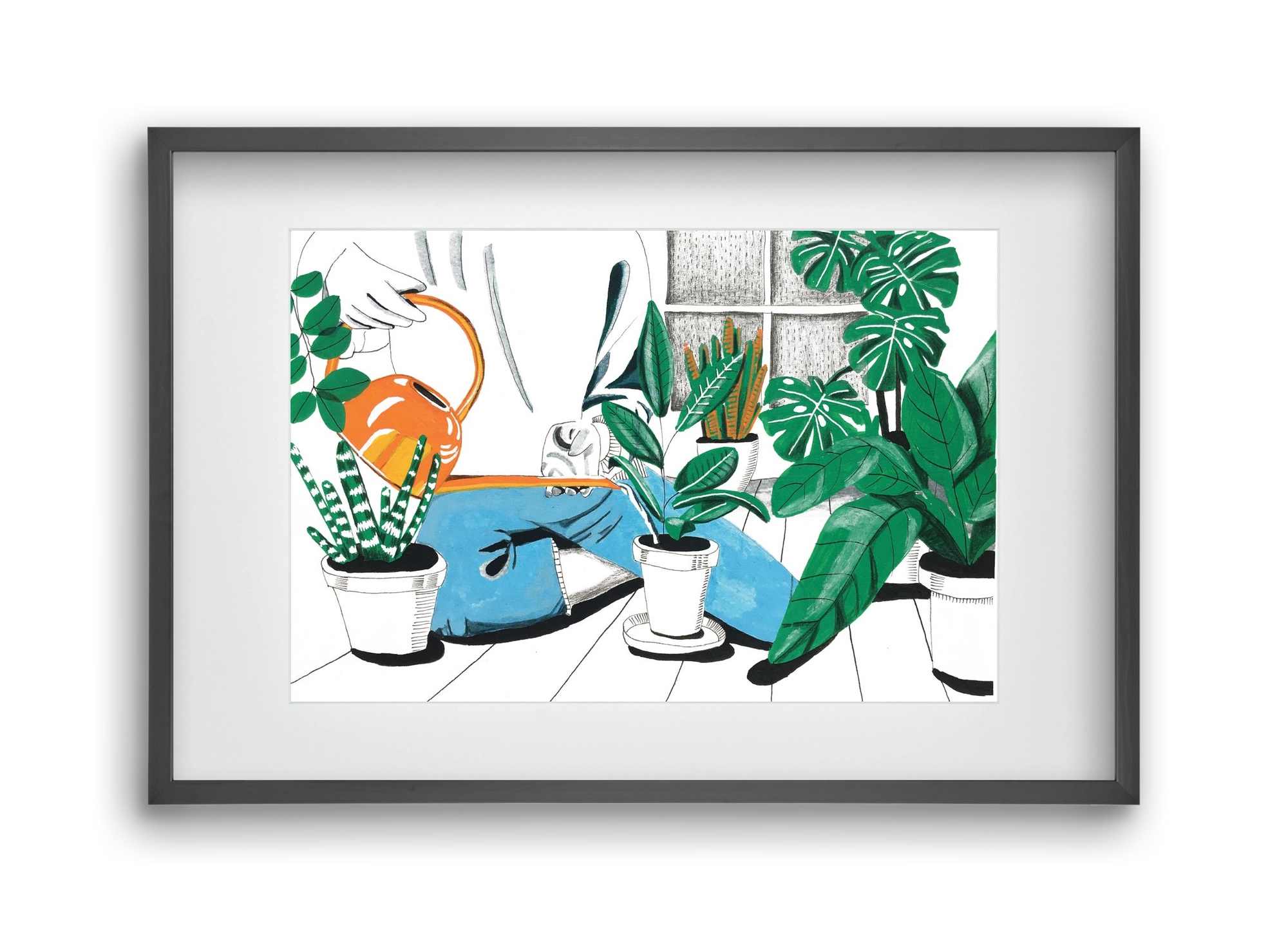 Kertészkedés, 45x30 cm (30x20 cm), Fekete keret, paszpartuval