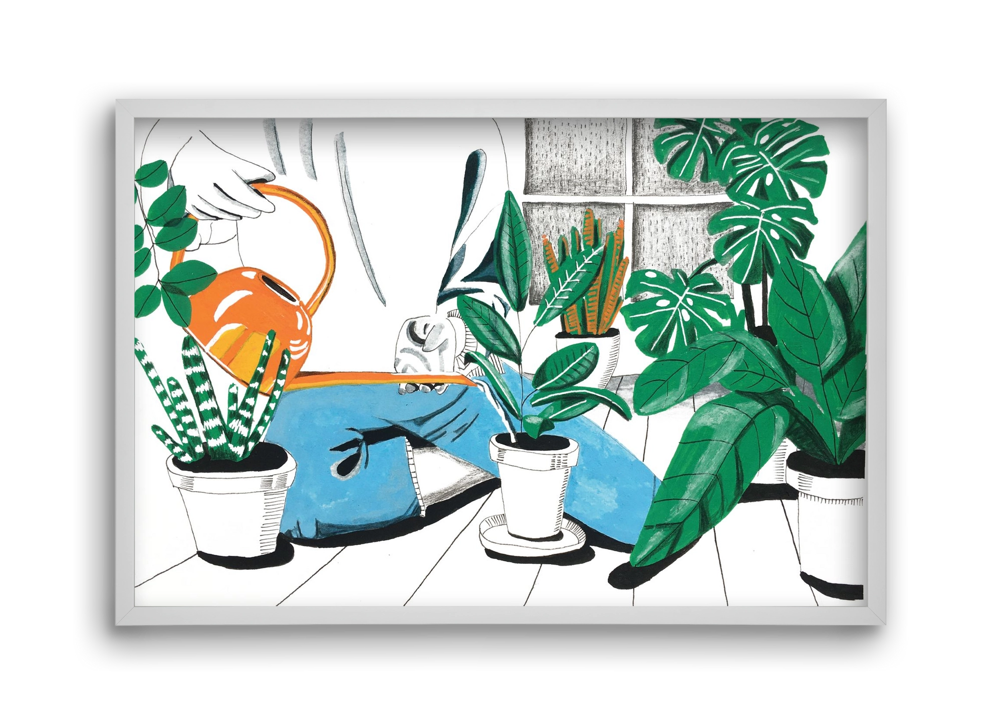 Kertészkedés, 45x30 cm (45x30 cm), Fehér keret