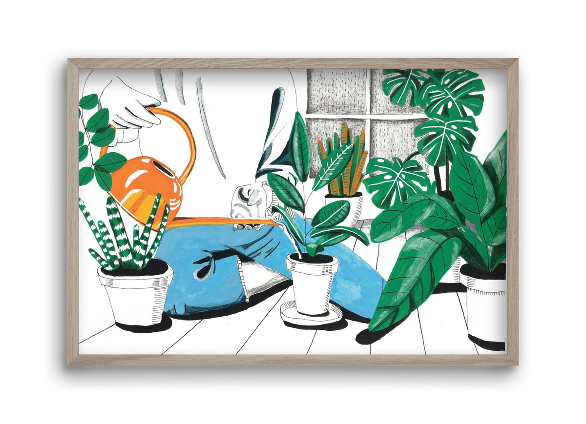 Kertészkedés, 45x30 cm (45x30 cm), Tölgy keret