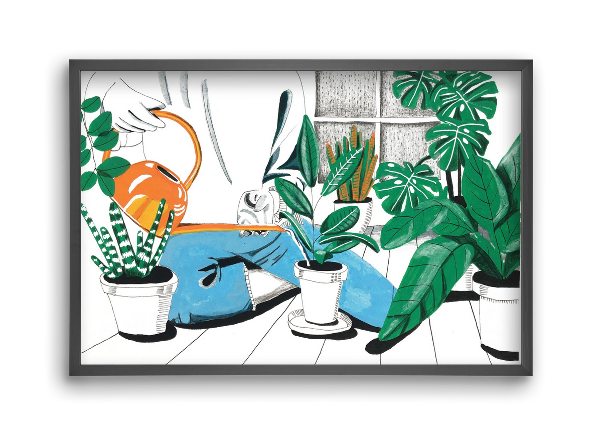 Kertészkedés, 45x30 cm (45x30 cm), Fekete keret