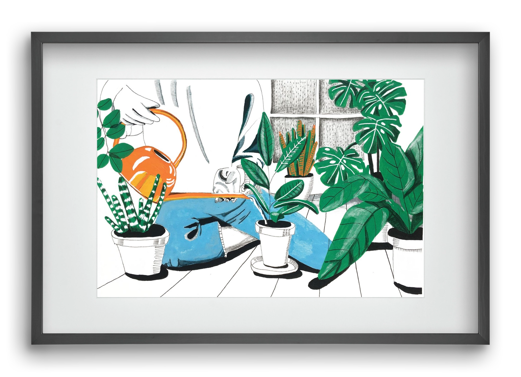 Kertészkedés, 60x40 cm (45x30 cm), Fekete keret, paszpartuval