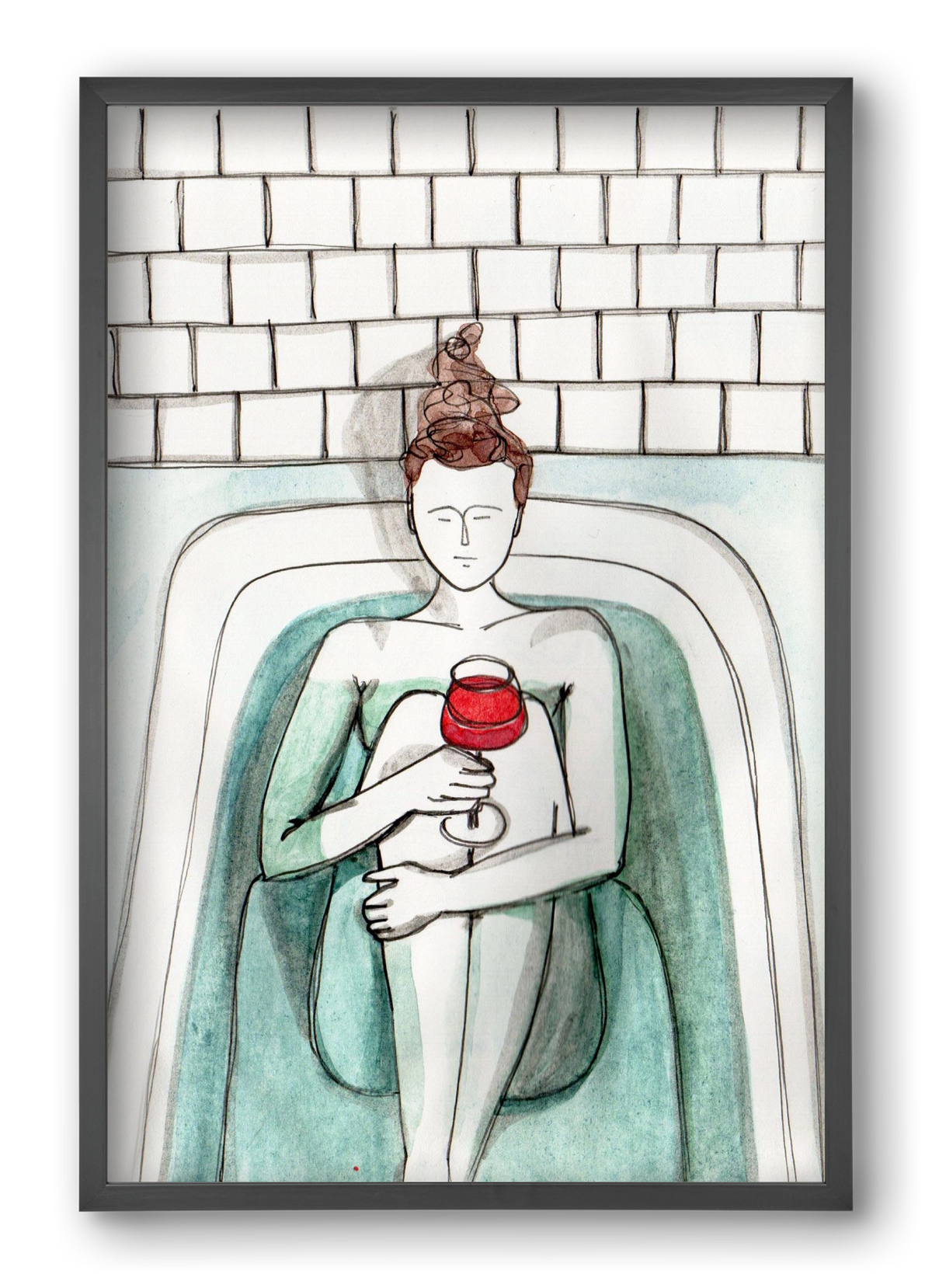 Habfürdő- hab nélkül. Borral., 40x60 cm (40x60 cm), Fekete keret