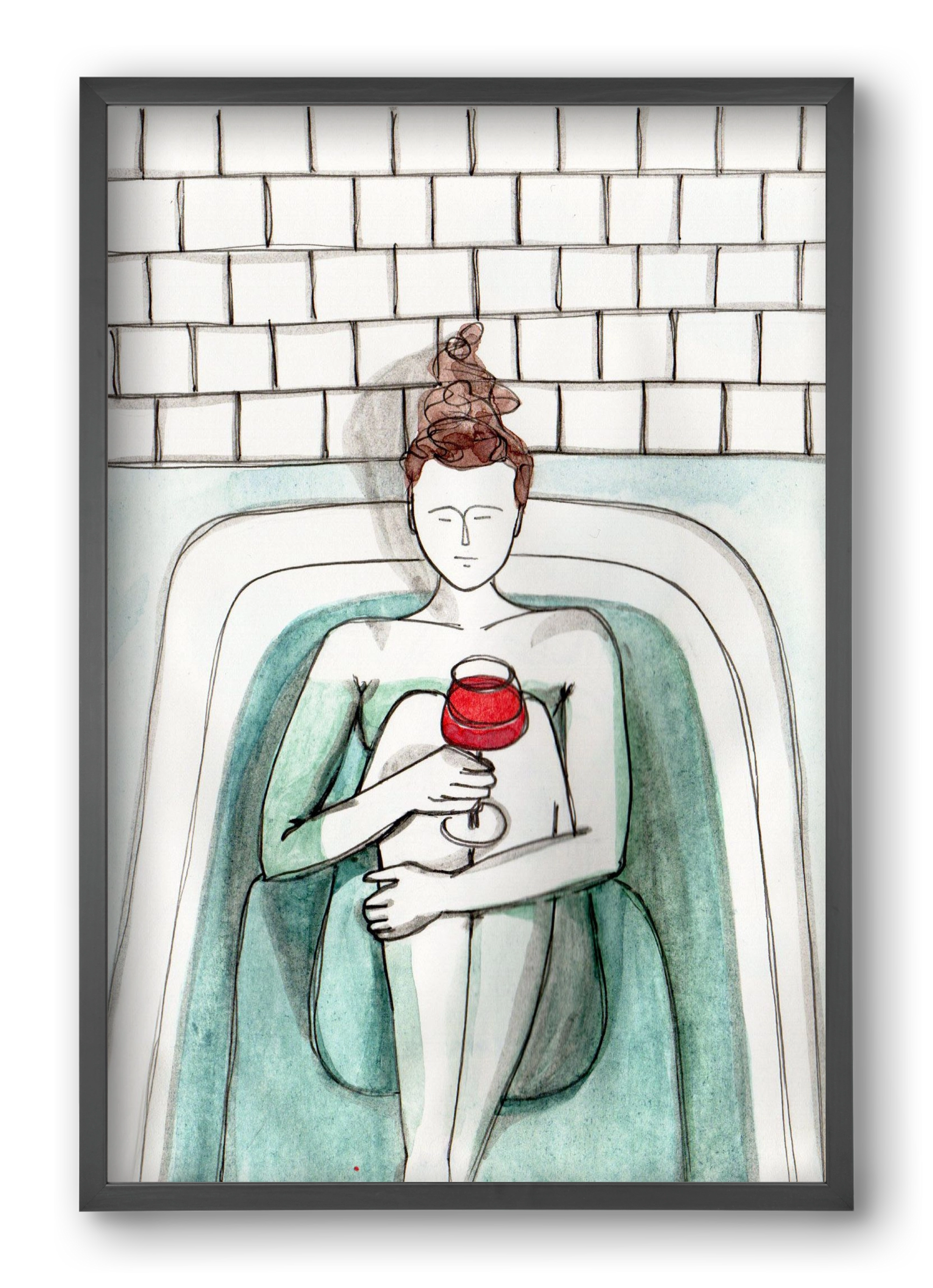 Habfürdő- hab nélkül. Borral., 40x60 cm (40x60 cm), Fekete keret