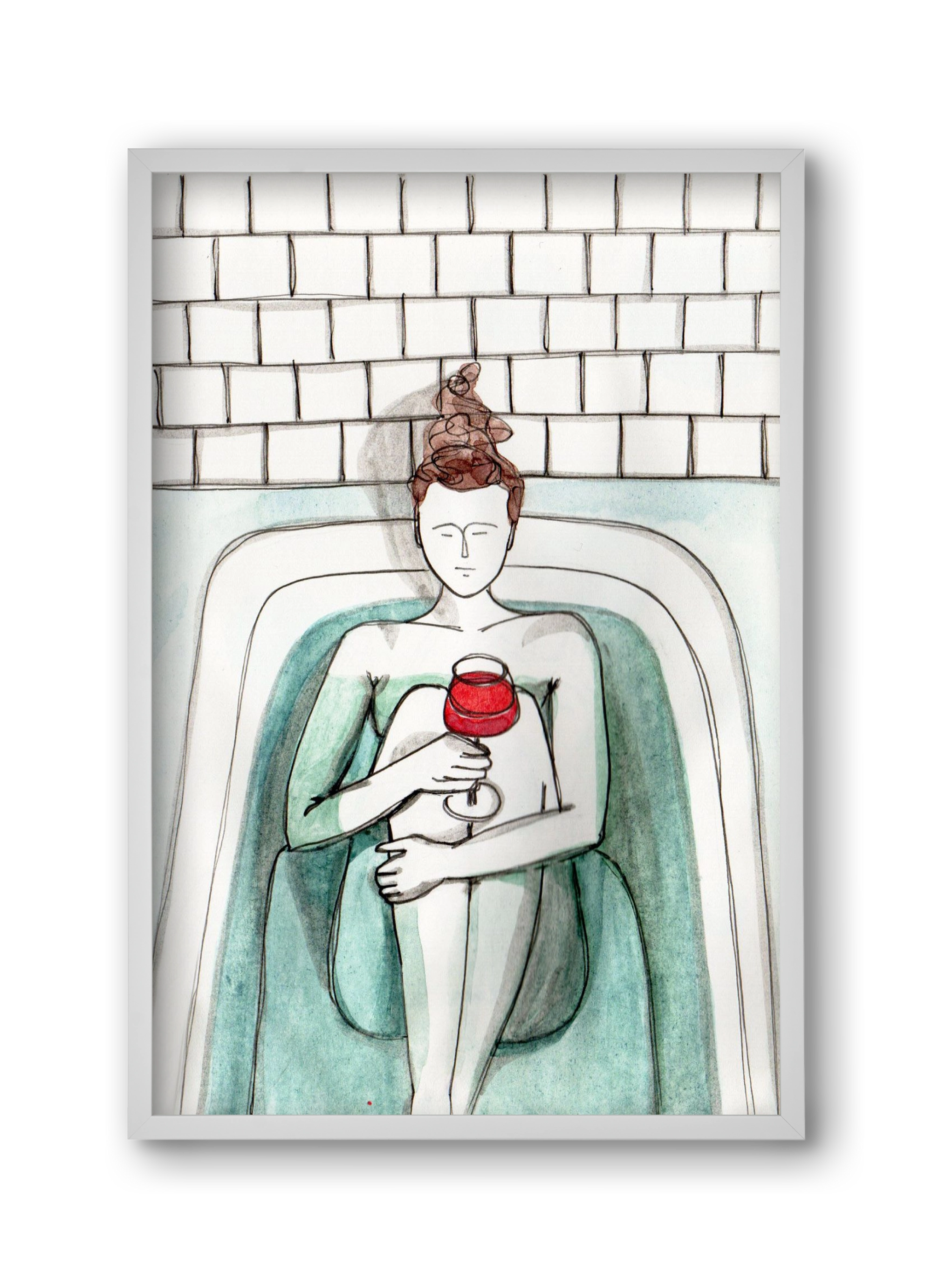 Habfürdő- hab nélkül. Borral., 30x45 cm (30x45 cm), Fehér keret