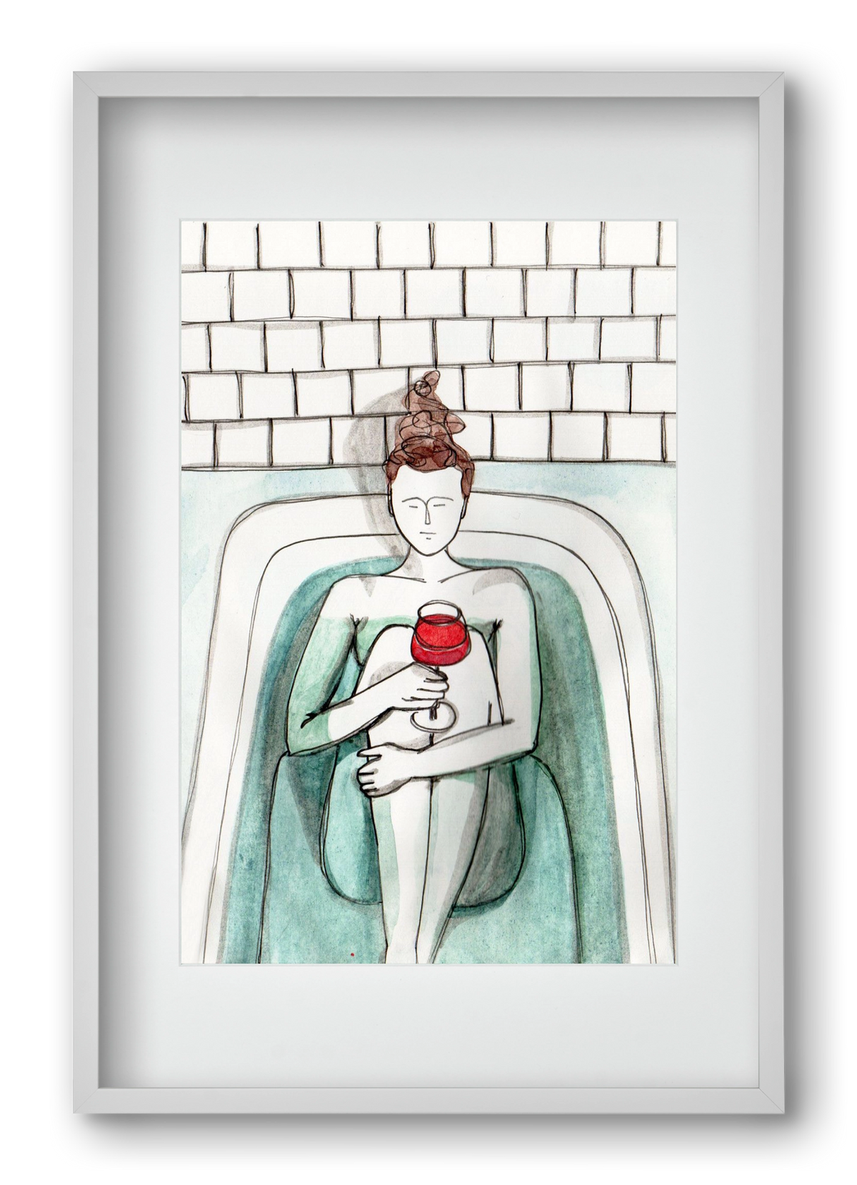 Habfürdő- hab nélkül. Borral., 40x60 cm (30x45 cm), Fehér keret, paszpartuval