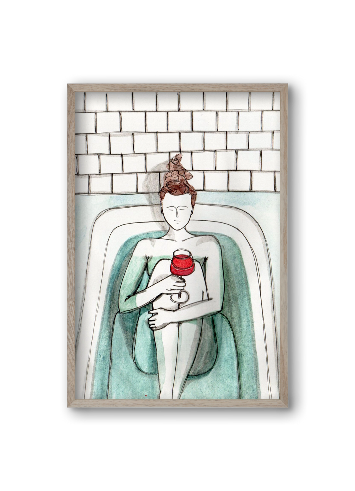 Habfürdő- hab nélkül. Borral., 20x30 cm (20x30 cm), Tölgy keret