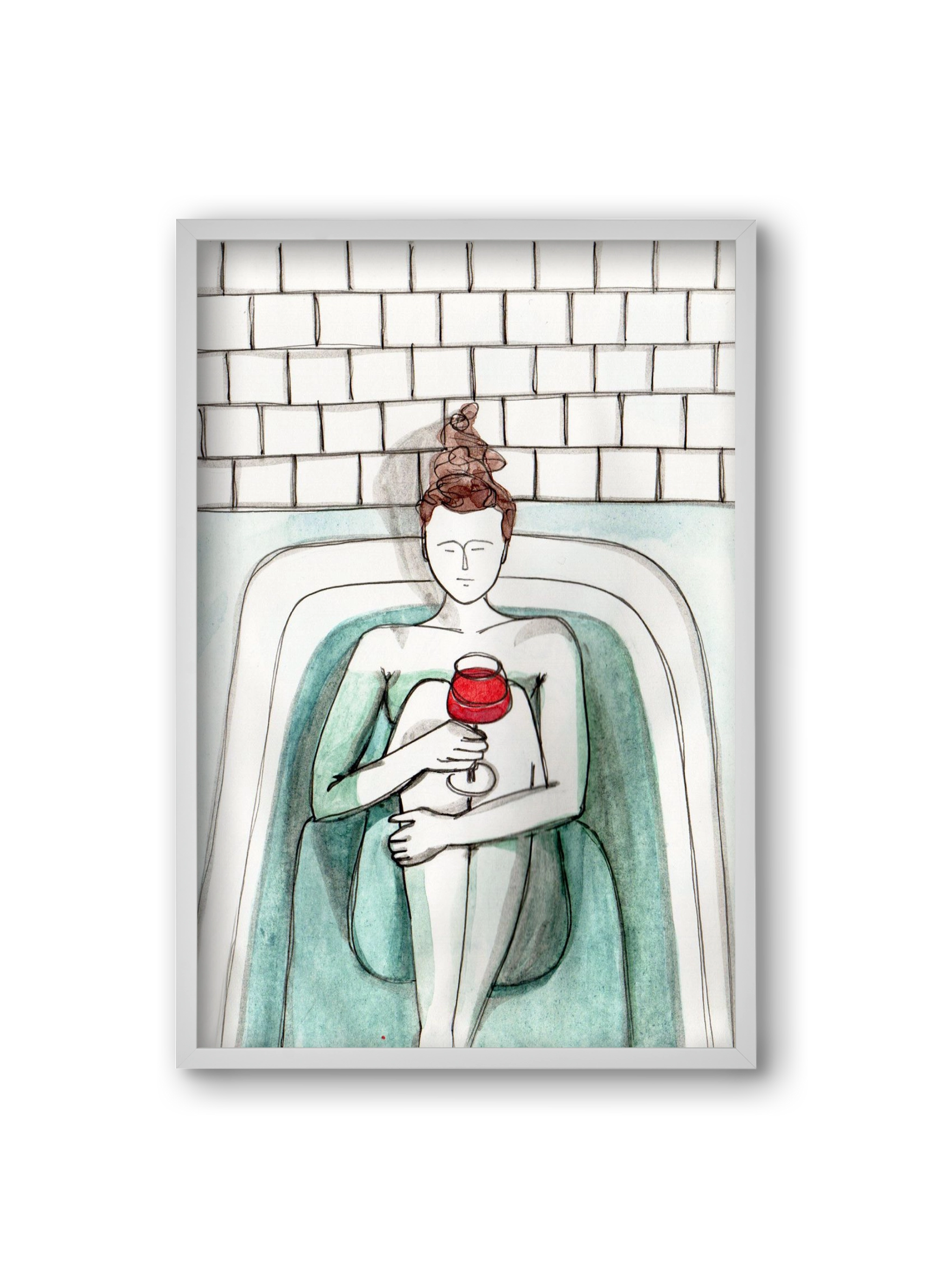 Habfürdő- hab nélkül. Borral., 20x30 cm (20x30 cm), Fehér keret