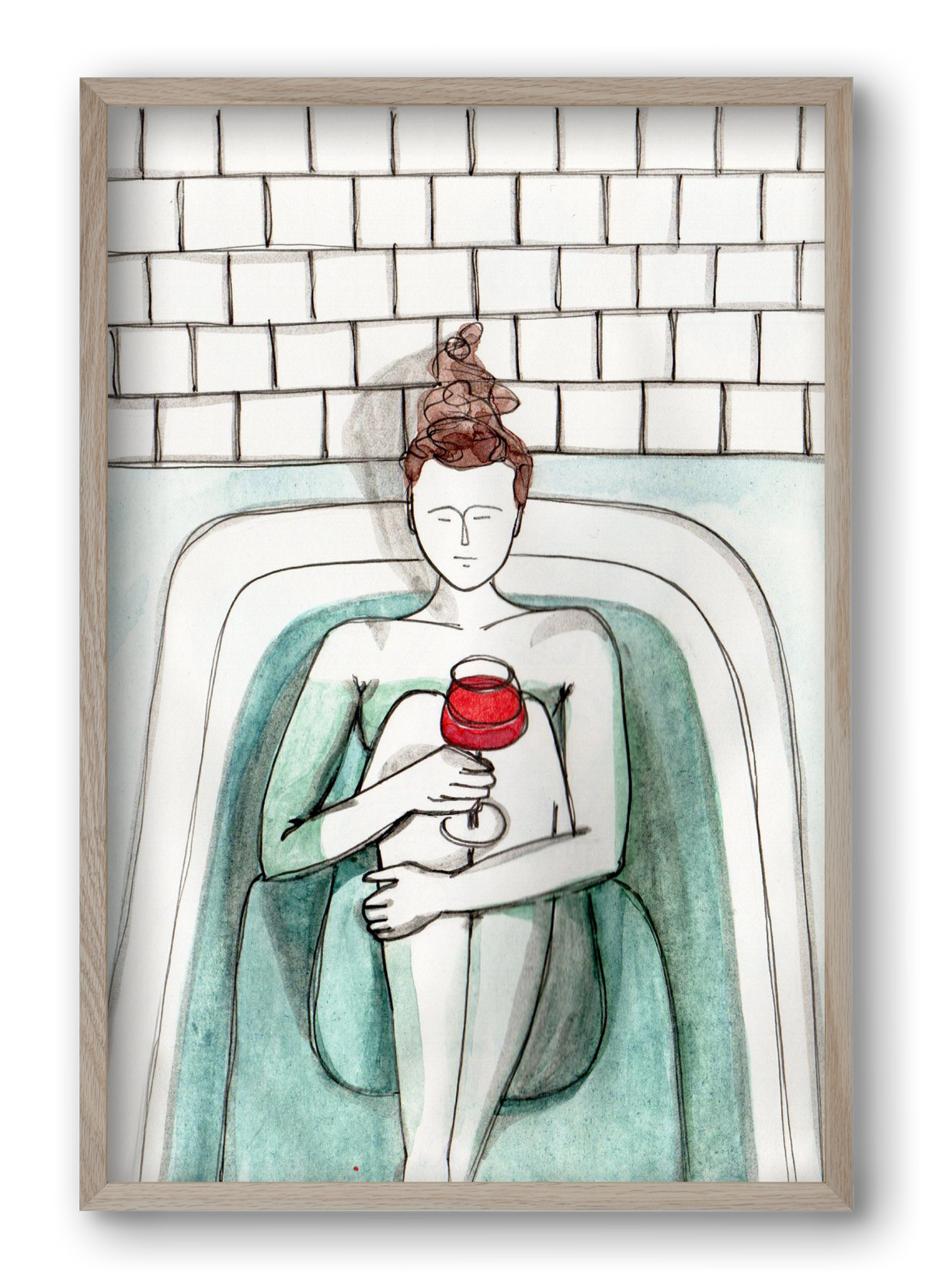 Habfürdő- hab nélkül. Borral., 40x60 cm (40x60 cm), Tölgy keret