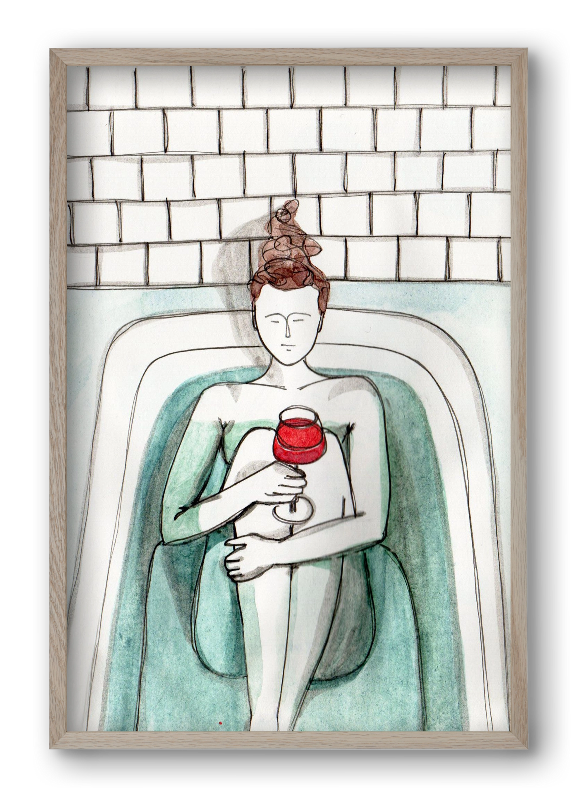 Habfürdő- hab nélkül. Borral., 40x60 cm (40x60 cm), Tölgy keret