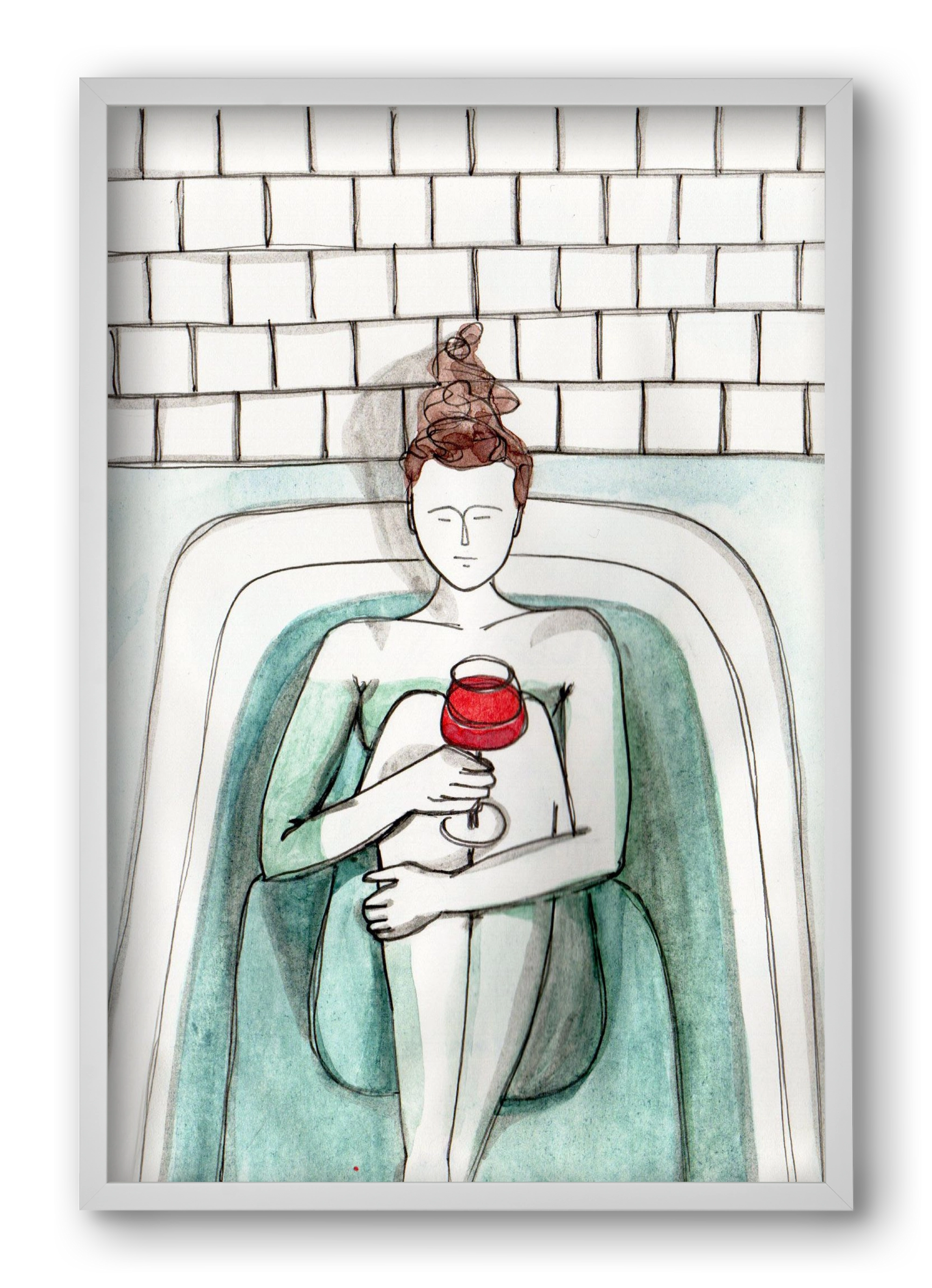 Habfürdő- hab nélkül. Borral., 40x60 cm (40x60 cm), Fehér keret