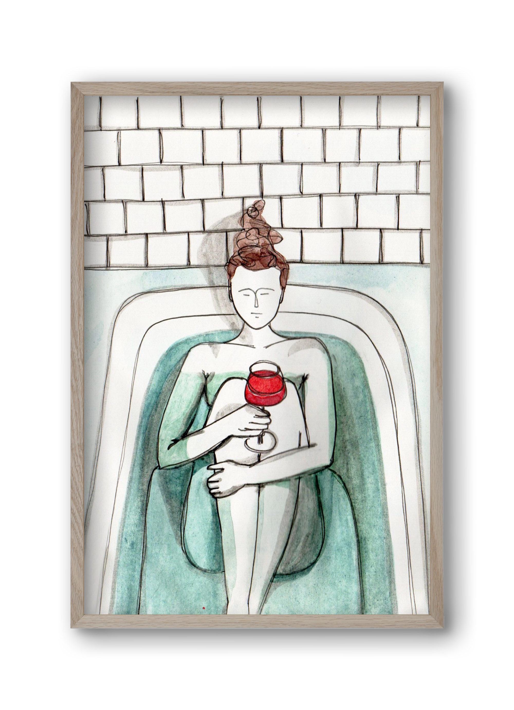 Habfürdő- hab nélkül. Borral., 30x45 cm (30x45 cm), Tölgy keret