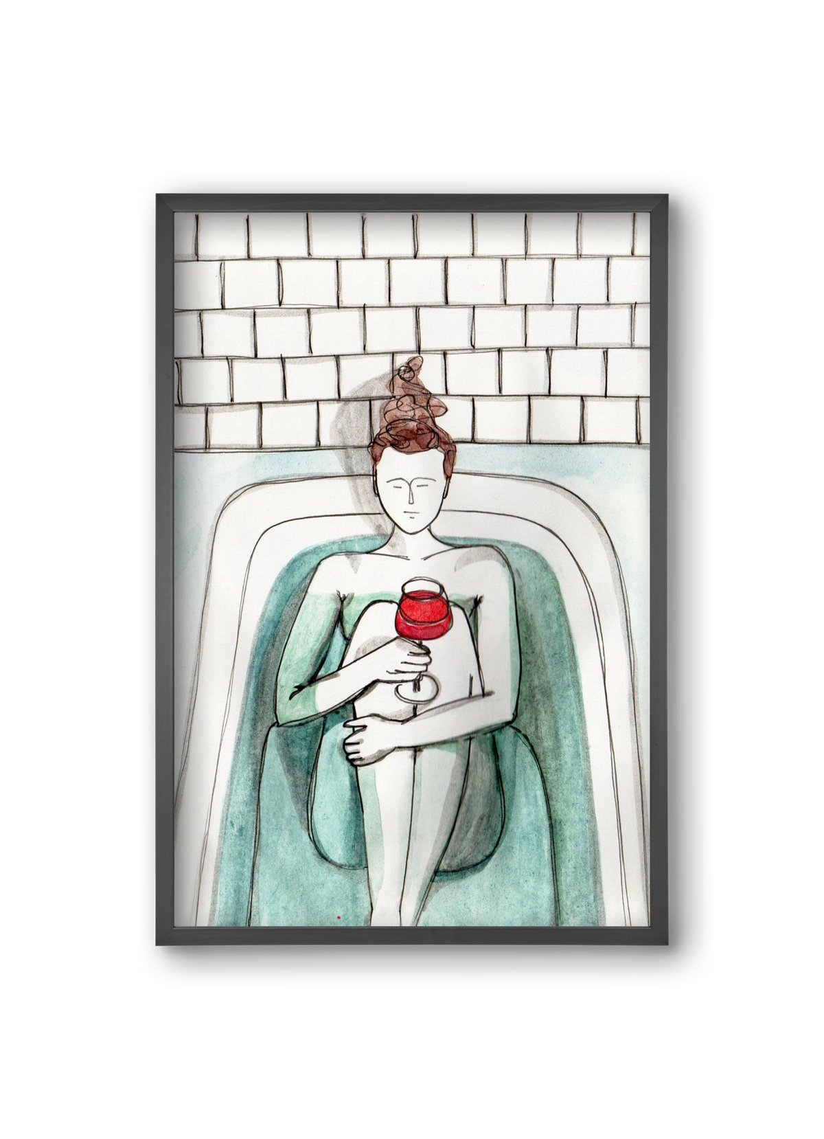 Habfürdő- hab nélkül. Borral., 20x30 cm (20x30 cm), Fekete keret