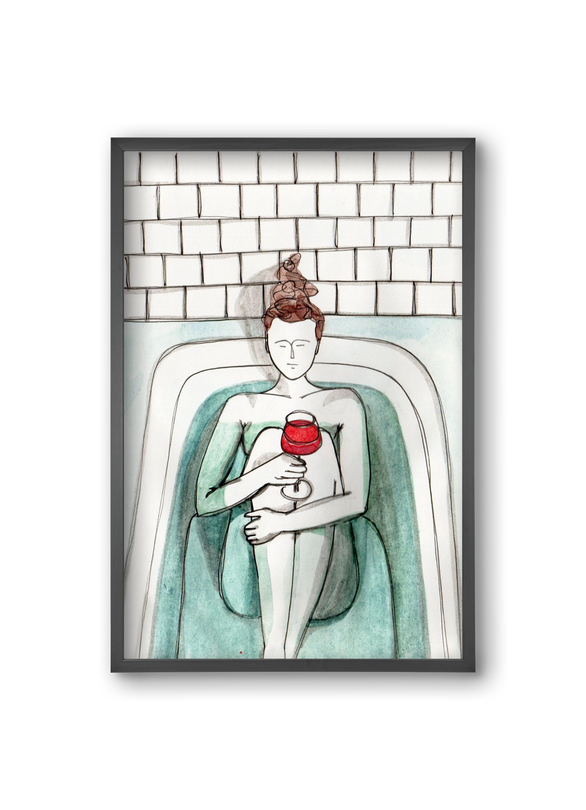 Habfürdő- hab nélkül. Borral., 20x30 cm (20x30 cm), Fekete keret