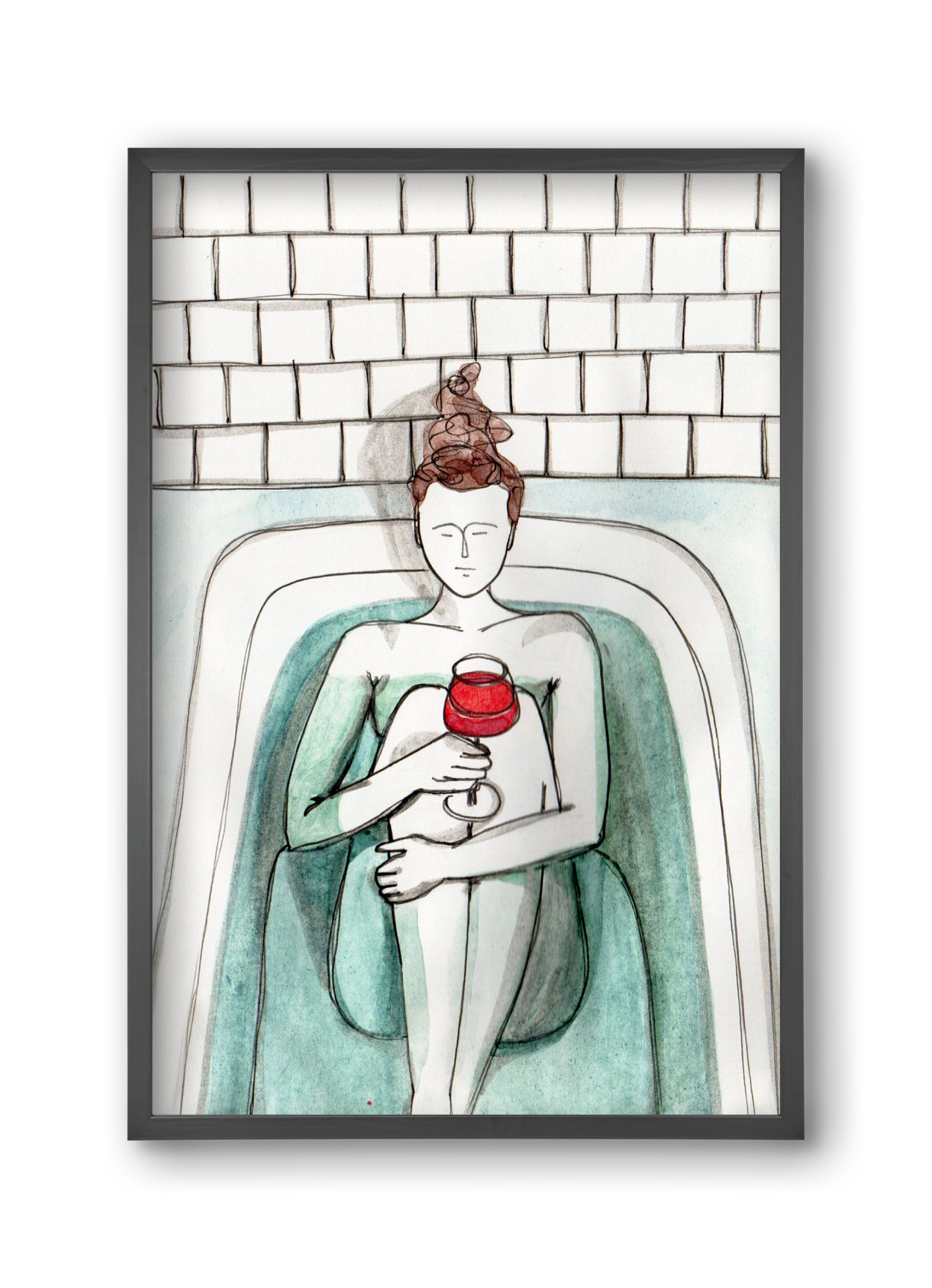 Habfürdő- hab nélkül. Borral., 30x45 cm (30x45 cm), Fekete keret