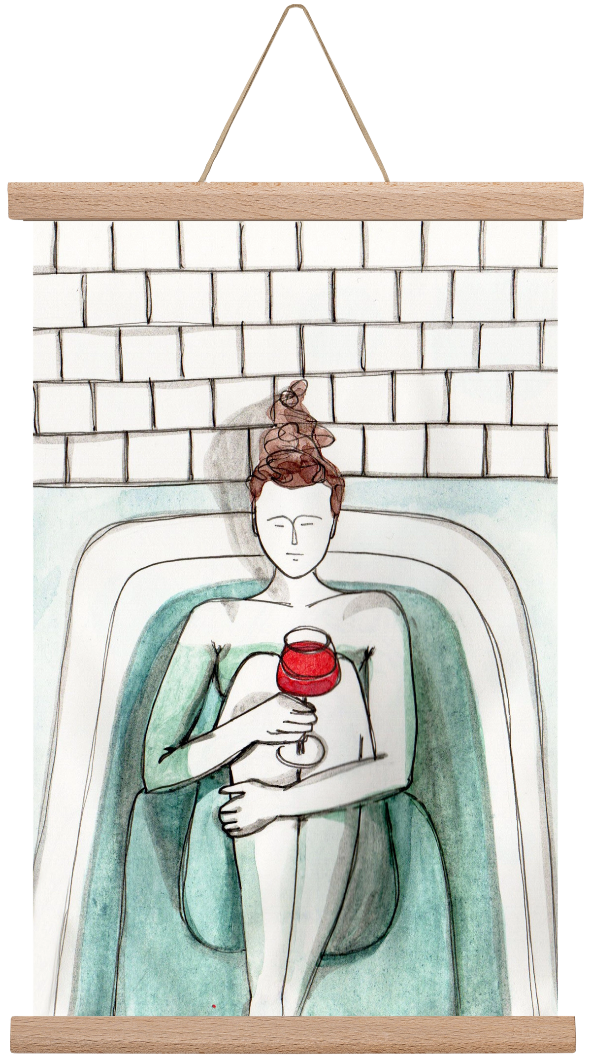 Habfürdő- hab nélkül. Borral., 30x45 cm (30x45 cm), Tölgy akasztó