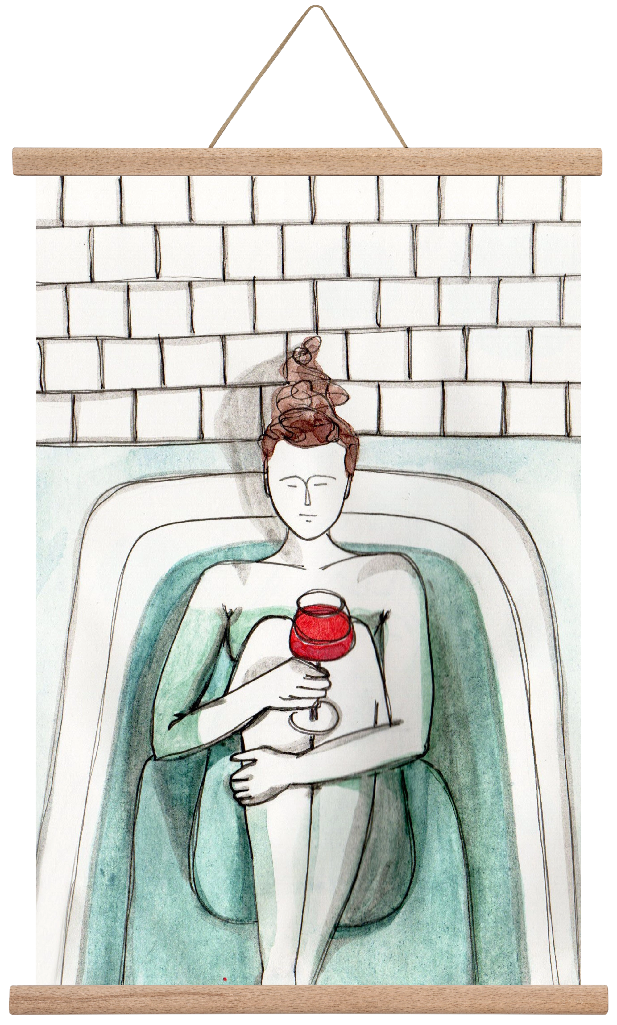 Habfürdő- hab nélkül. Borral., 40x60 cm (40x60 cm), Tölgy akasztó