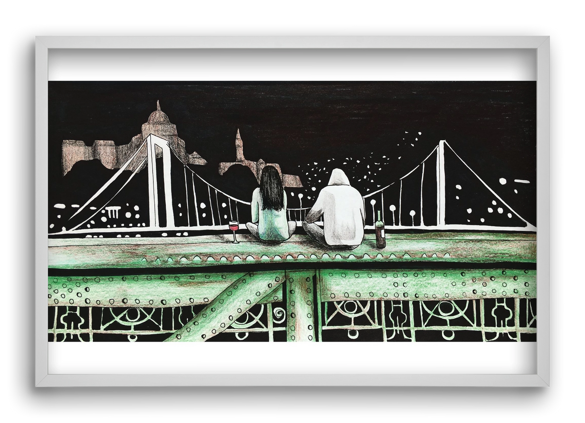 Szabihíd, 60x40 cm (60x40 cm), Fehér keret