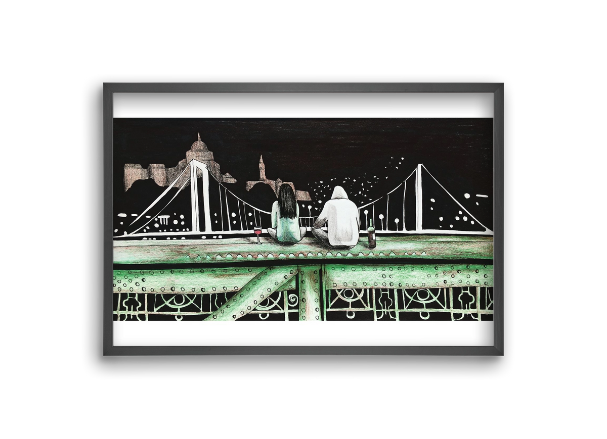 Szabihíd, 30x20 cm (30x20 cm), Fekete keret