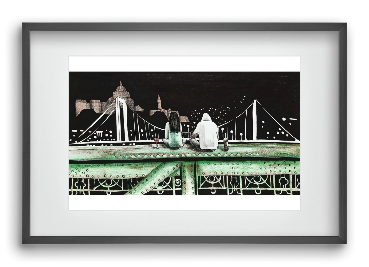 Szabihíd, 60x40 cm (45x30 cm), Fekete keret, paszpartuval