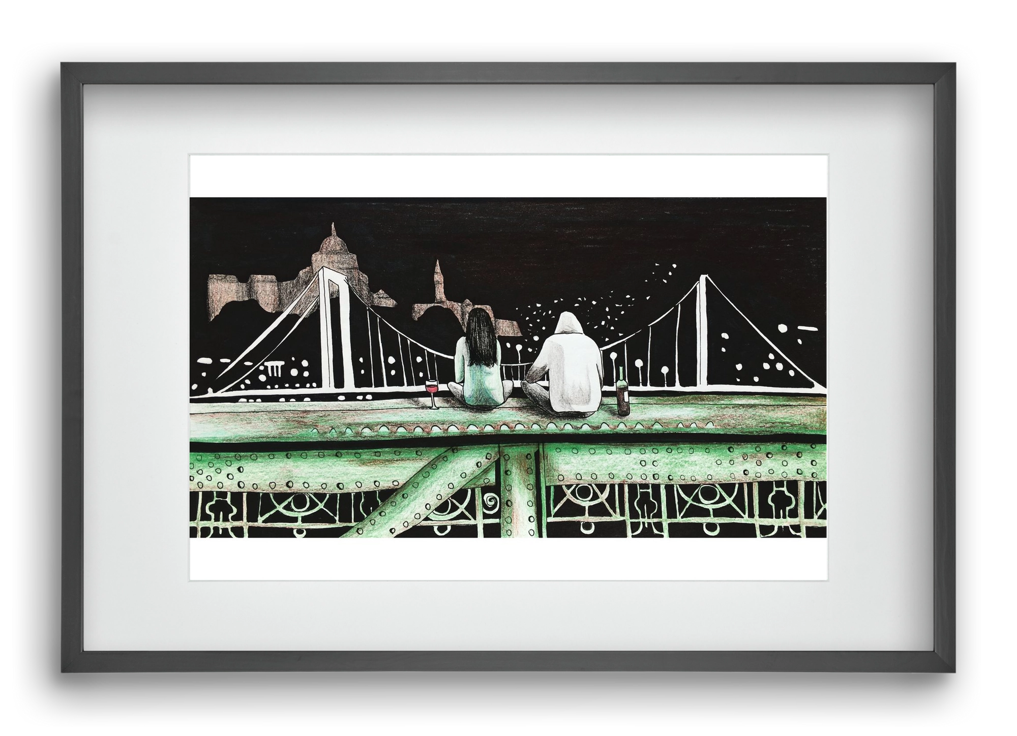 Szabihíd, 60x40 cm (45x30 cm), Fekete keret, paszpartuval