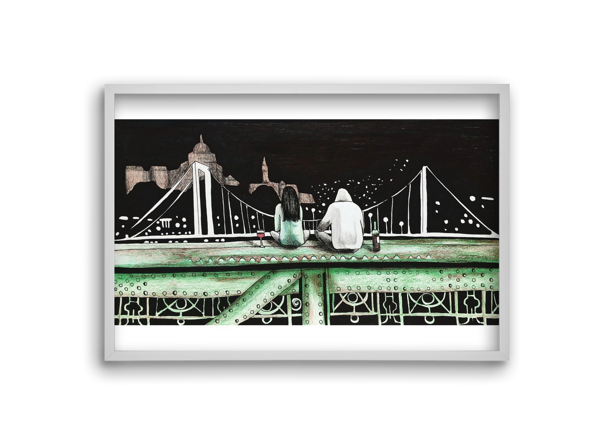 Szabihíd, 30x20 cm (30x20 cm), Fehér keret