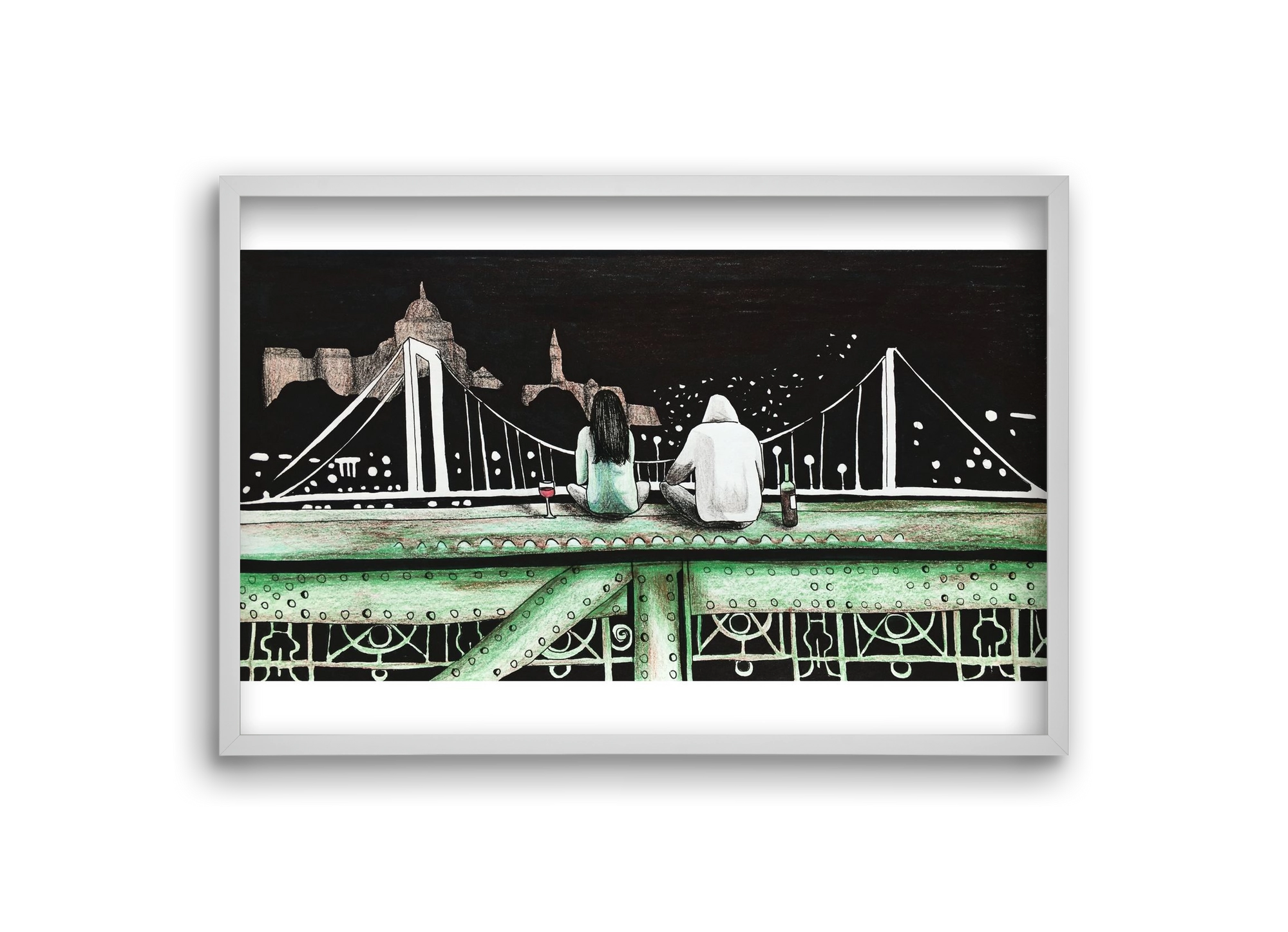 Szabihíd, 30x20 cm (30x20 cm), Fehér keret