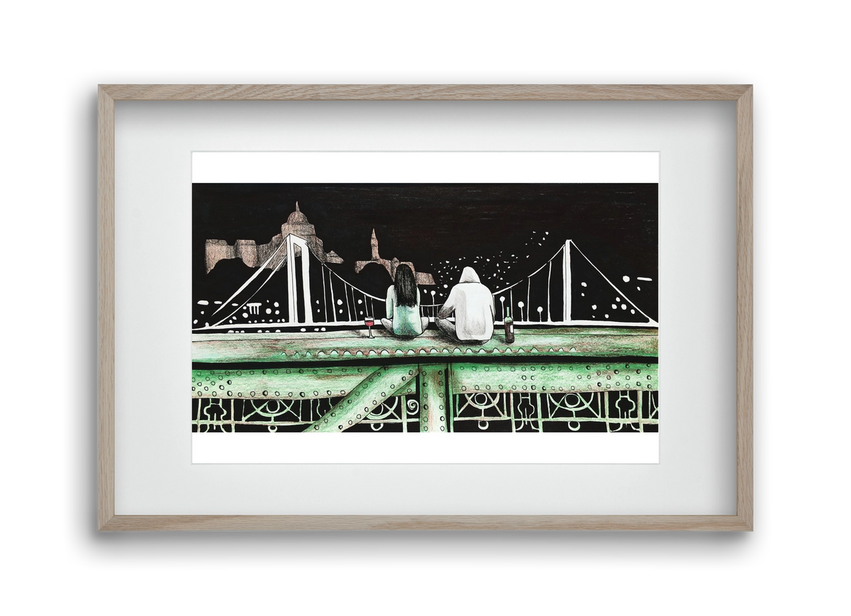 Szabihíd, 45x30 cm (30x20 cm), Tölgy keret, paszpartuval