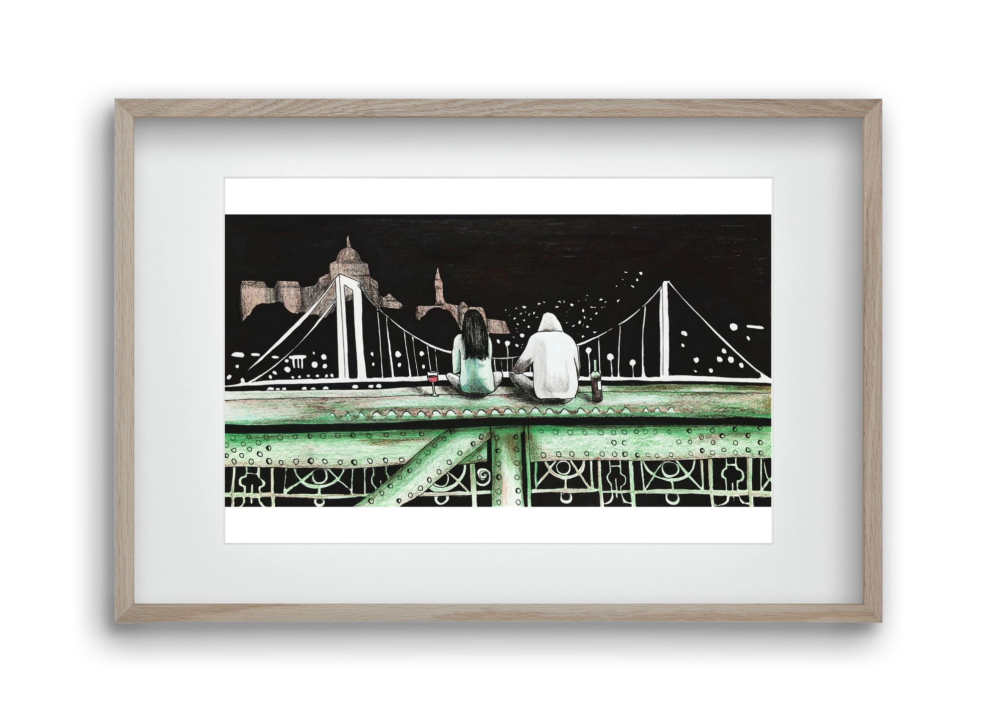 Szabihíd, 45x30 cm (30x20 cm), Tölgy keret, paszpartuval